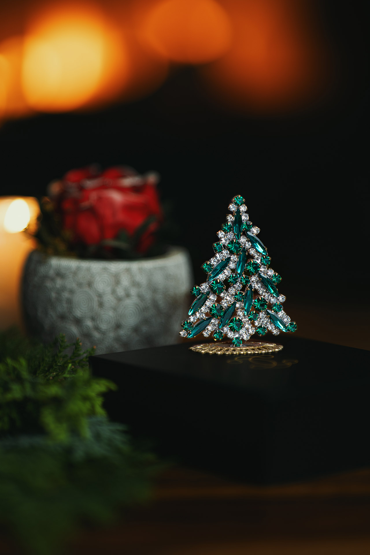 Magical table top, handcrafted vintage Christmas decoration