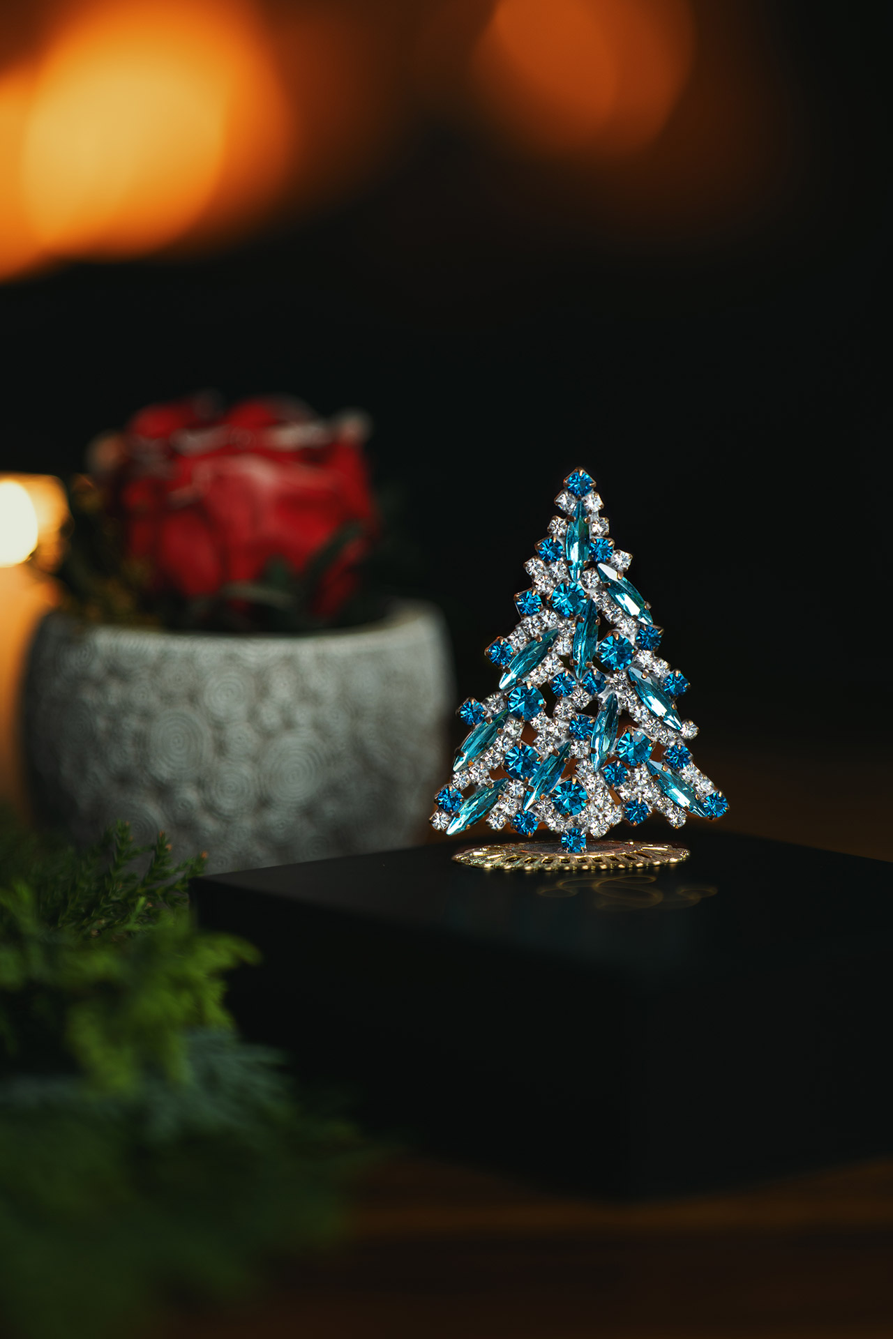 Magical table top, handcrafted vintage Christmas decoration