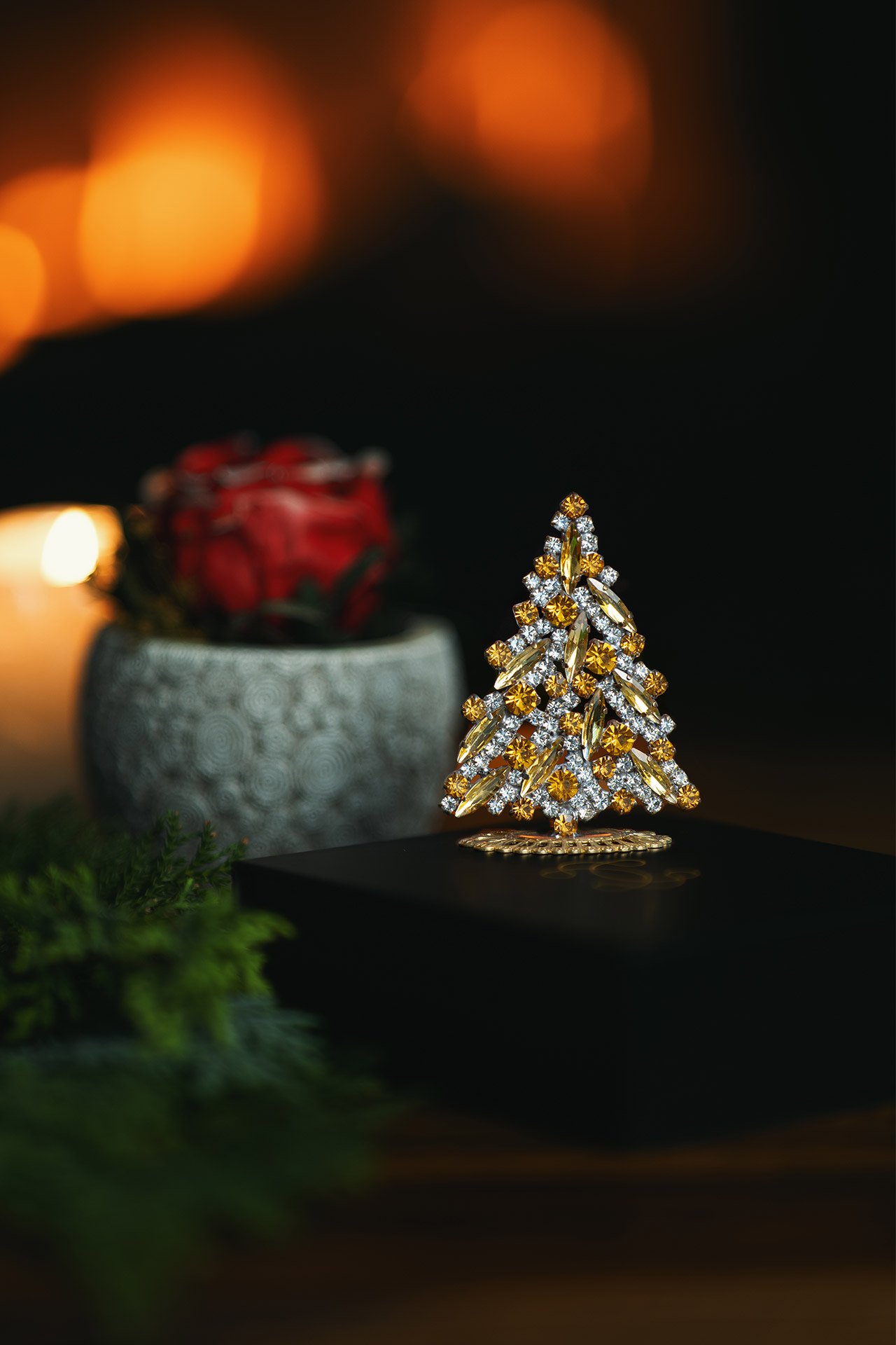 Magical table top, handcrafted vintage Christmas decoration