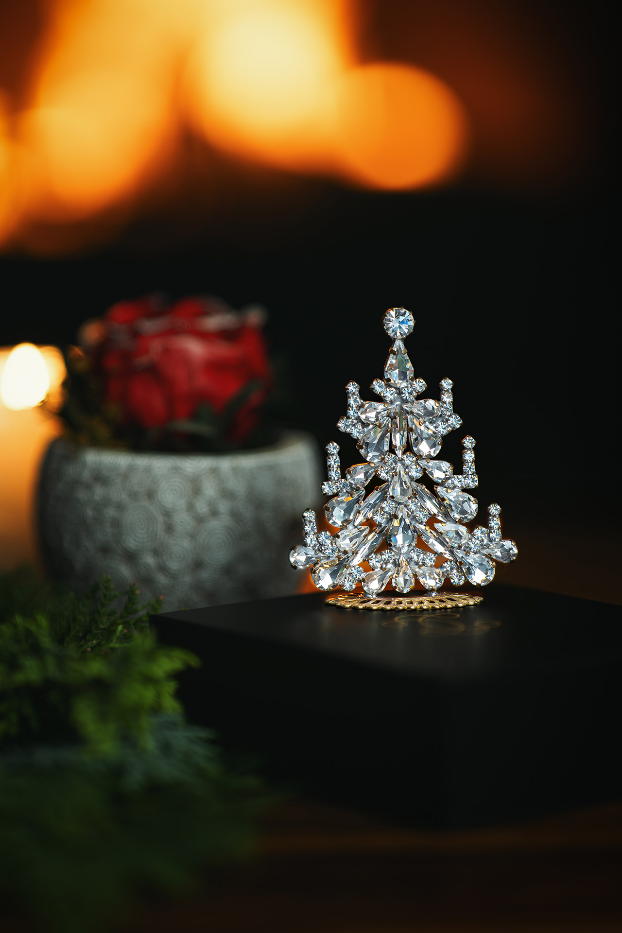 Festive Cheer tree, handcrafted jewelry Christmas ornament