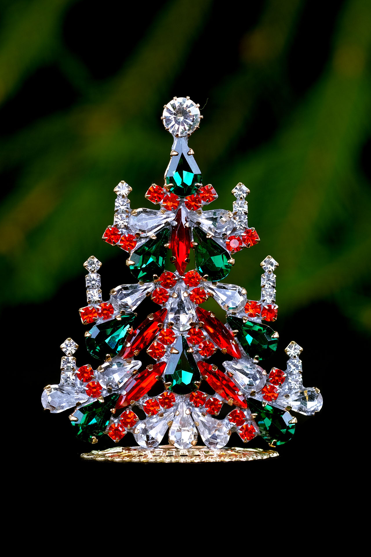 Festive Cheer tree, handcrafted jewelry Christmas ornament