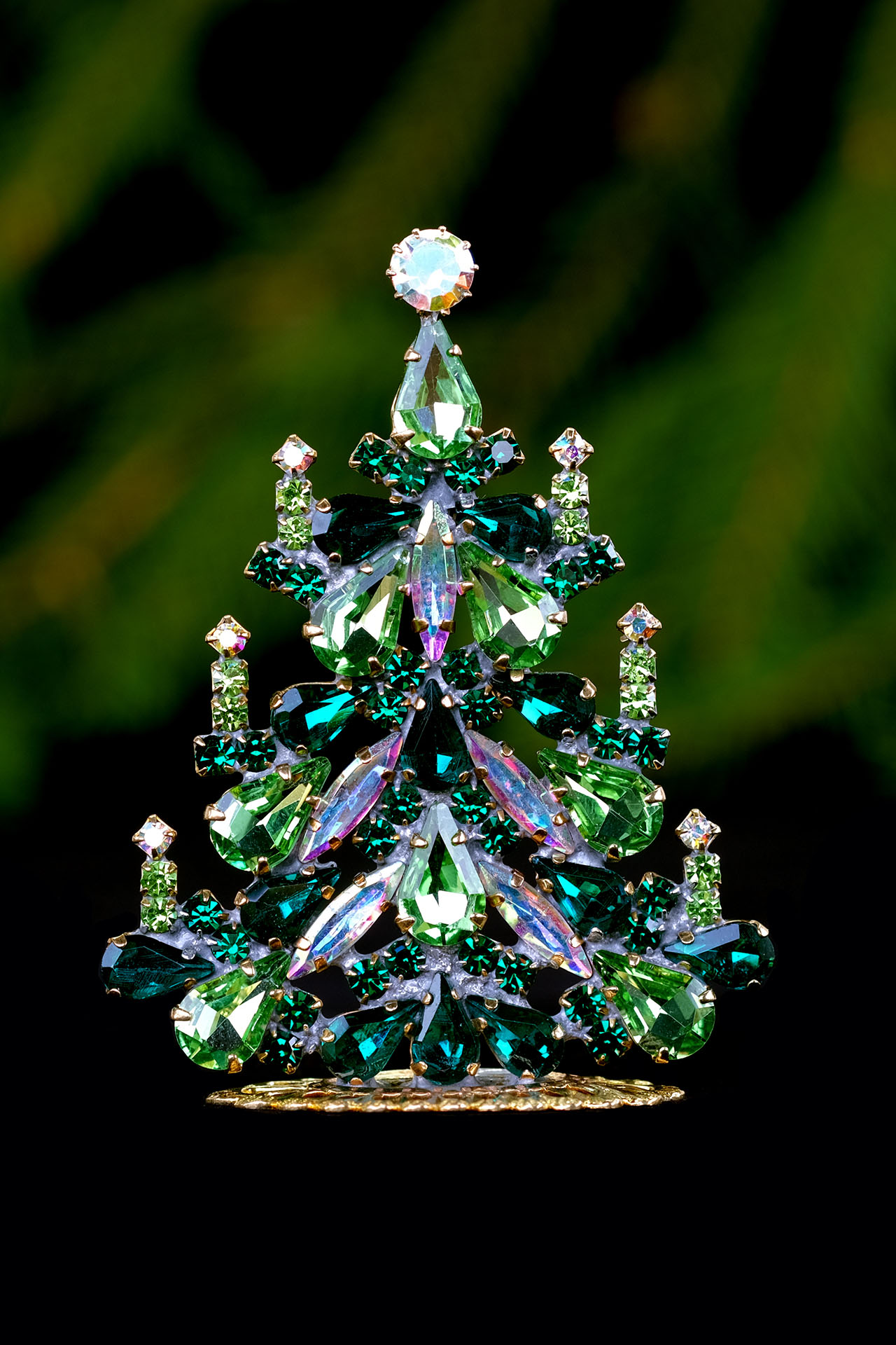 Festive Cheer tree, handcrafted jewelry Christmas ornament