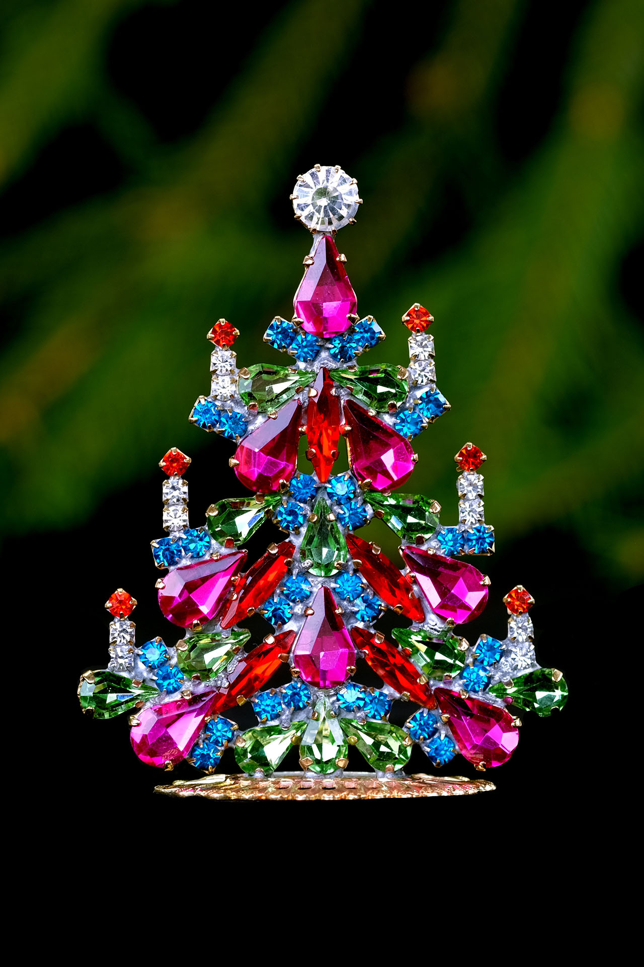 Festive Cheer tree, handcrafted jewelry Christmas ornament