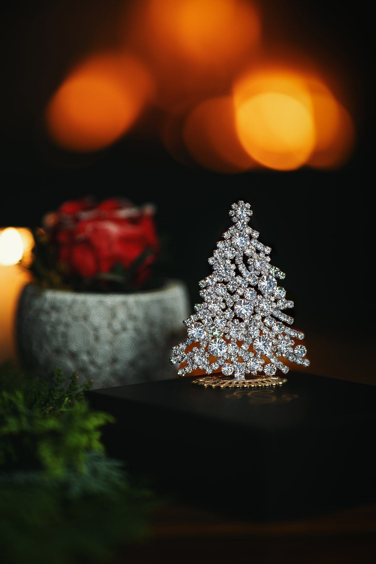 Brilliant handcrafted,  table top Vintage Czech Xmas tree