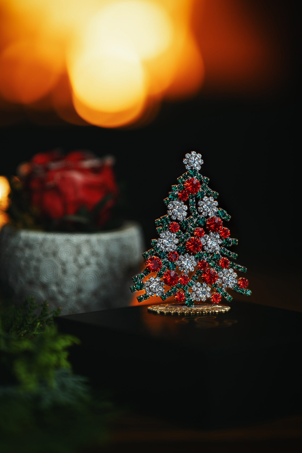 Brilliant handcrafted,  table top Vintage Czech Xmas tree