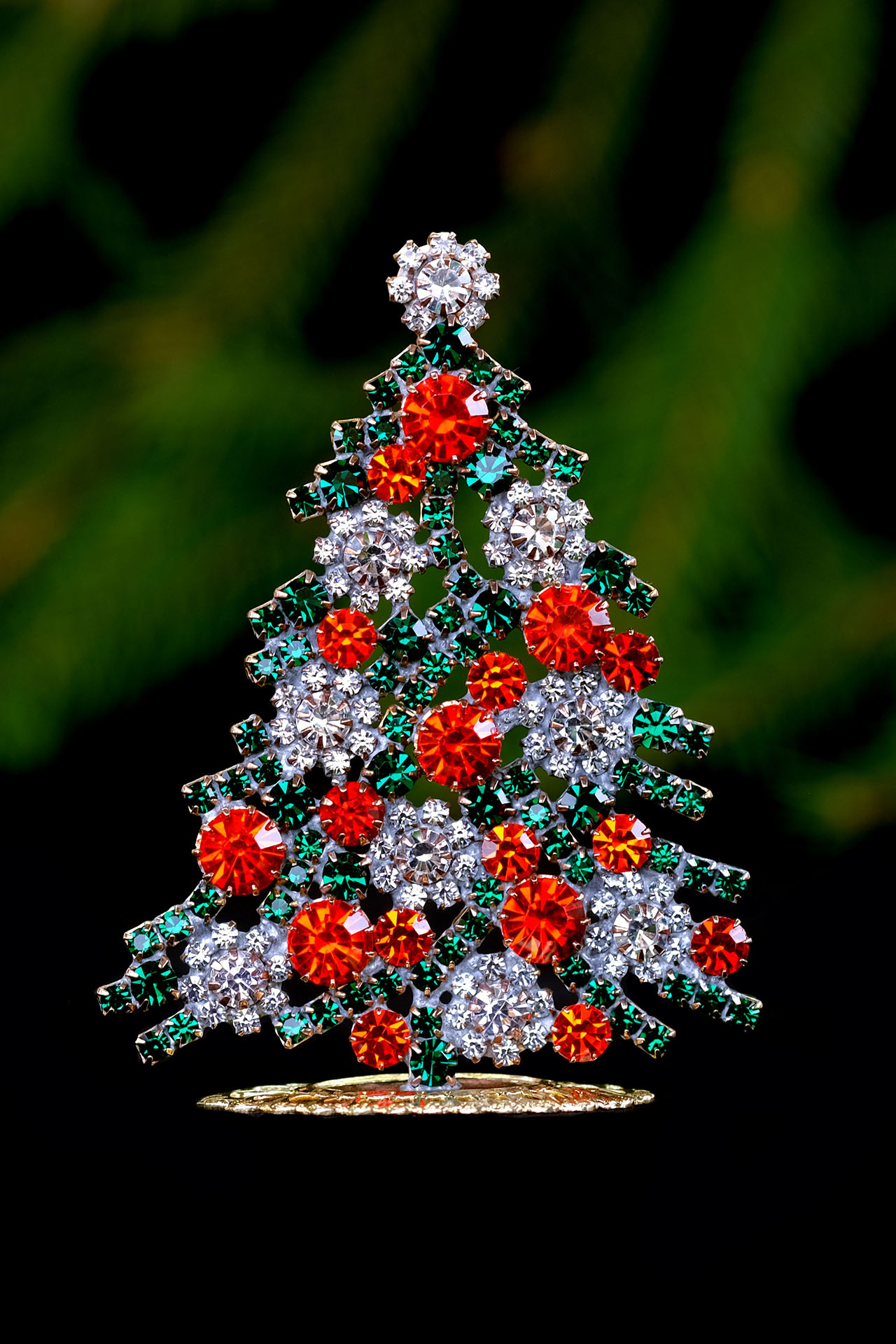 Brilliant handcrafted,  table top Vintage Czech Xmas tree