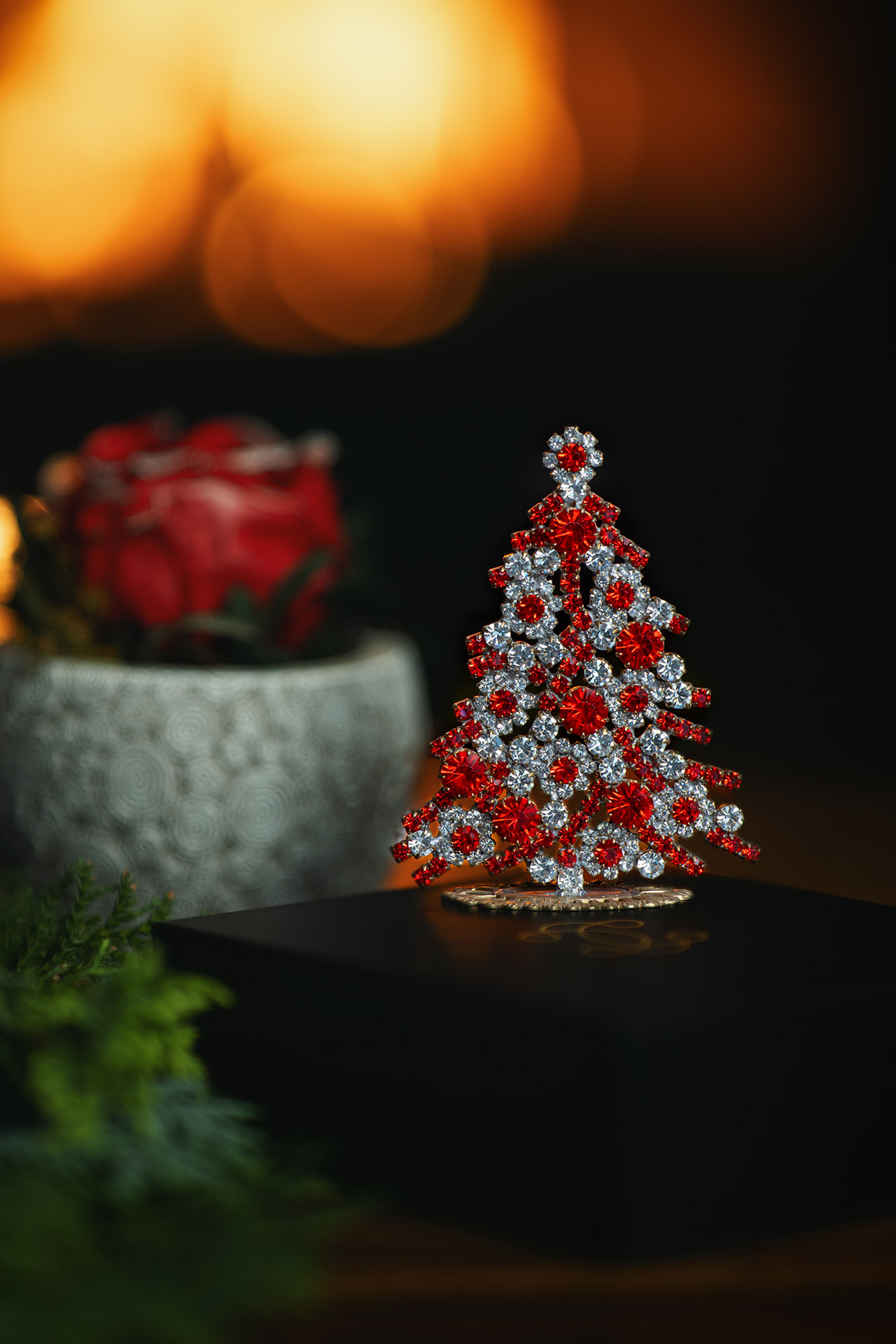 Brilliant handcrafted,  table top Vintage Czech Xmas tree