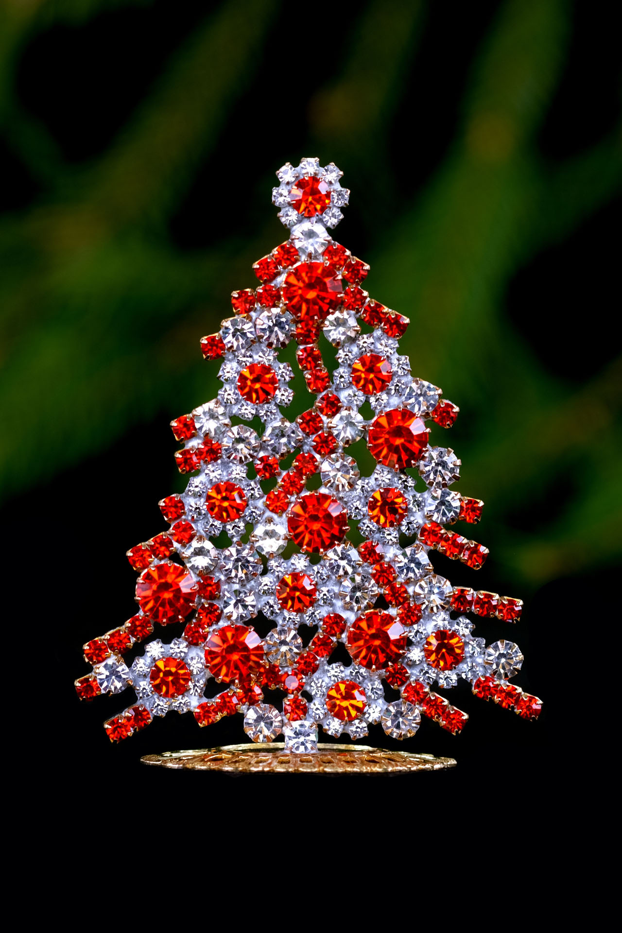 Brilliant handcrafted,  table top Vintage Czech Xmas tree