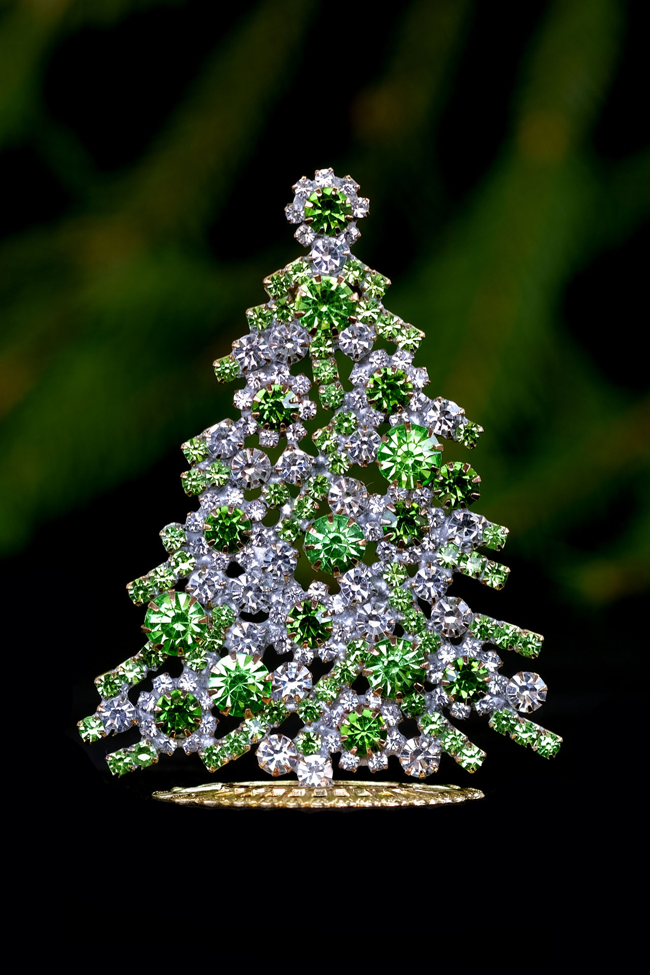 Brilliant handcrafted,  table top Vintage Czech Xmas tree