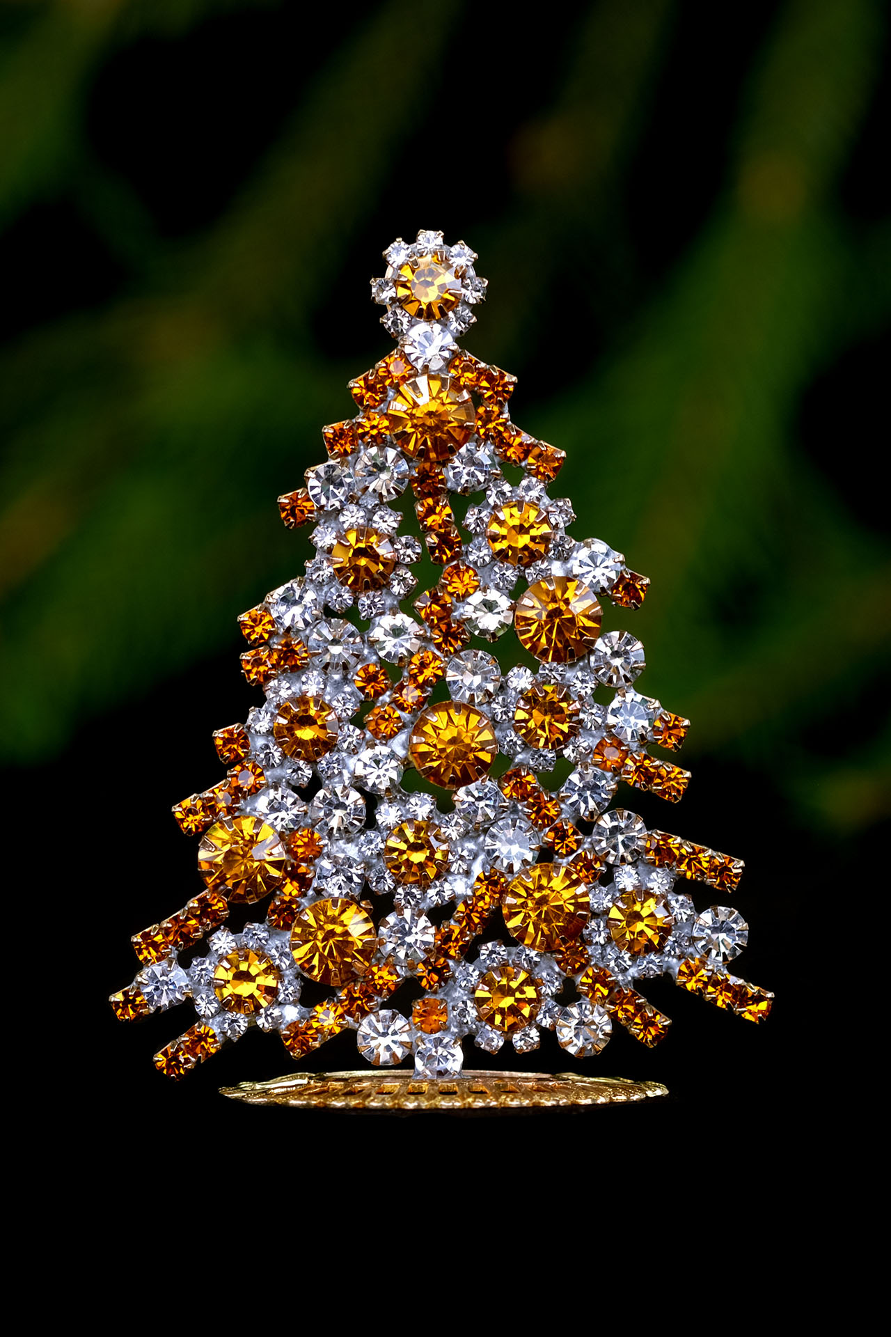 Brilliant handcrafted,  table top Vintage Czech Xmas tree