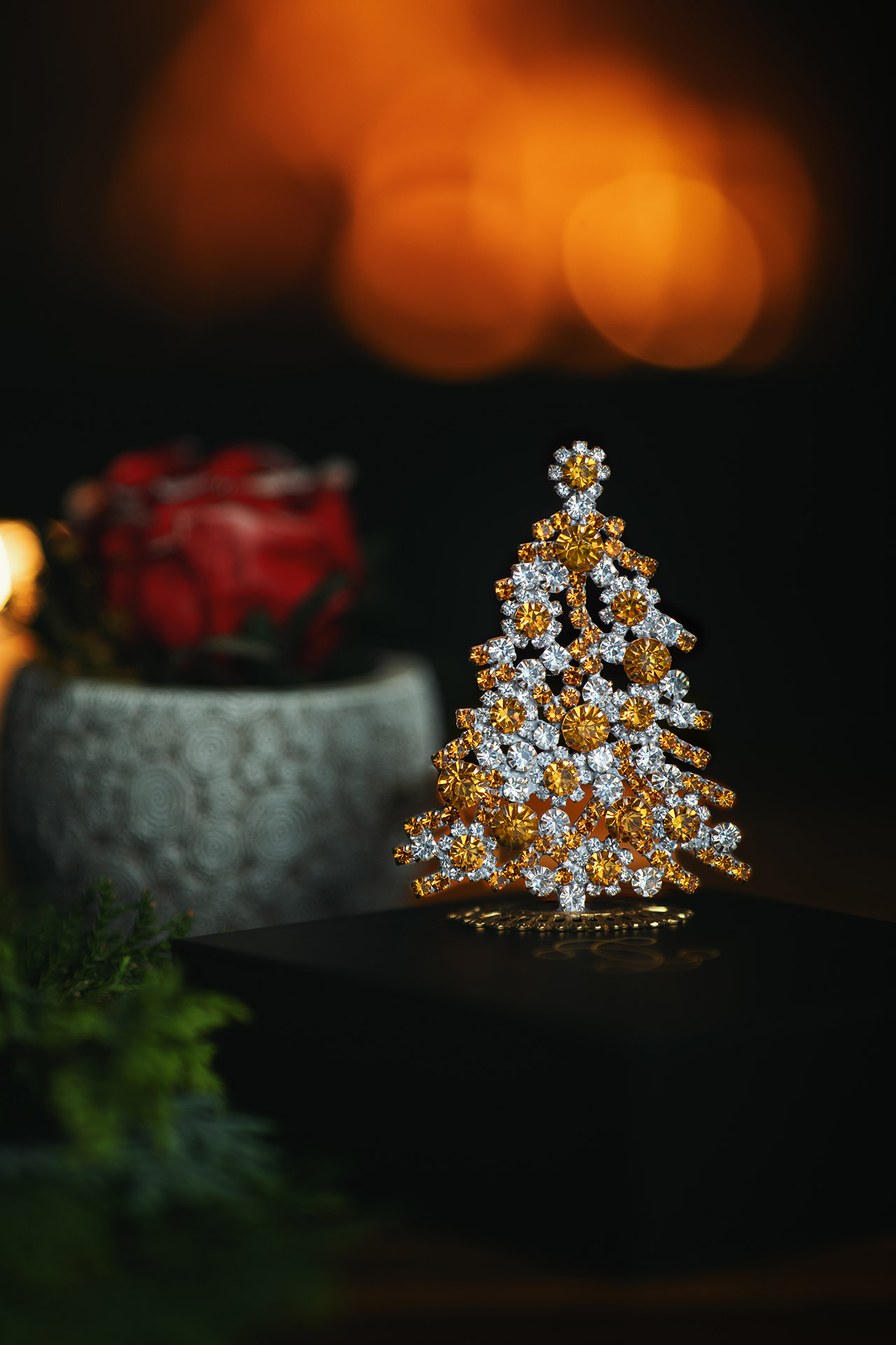 Brilliant handcrafted,  table top Vintage Czech Xmas tree