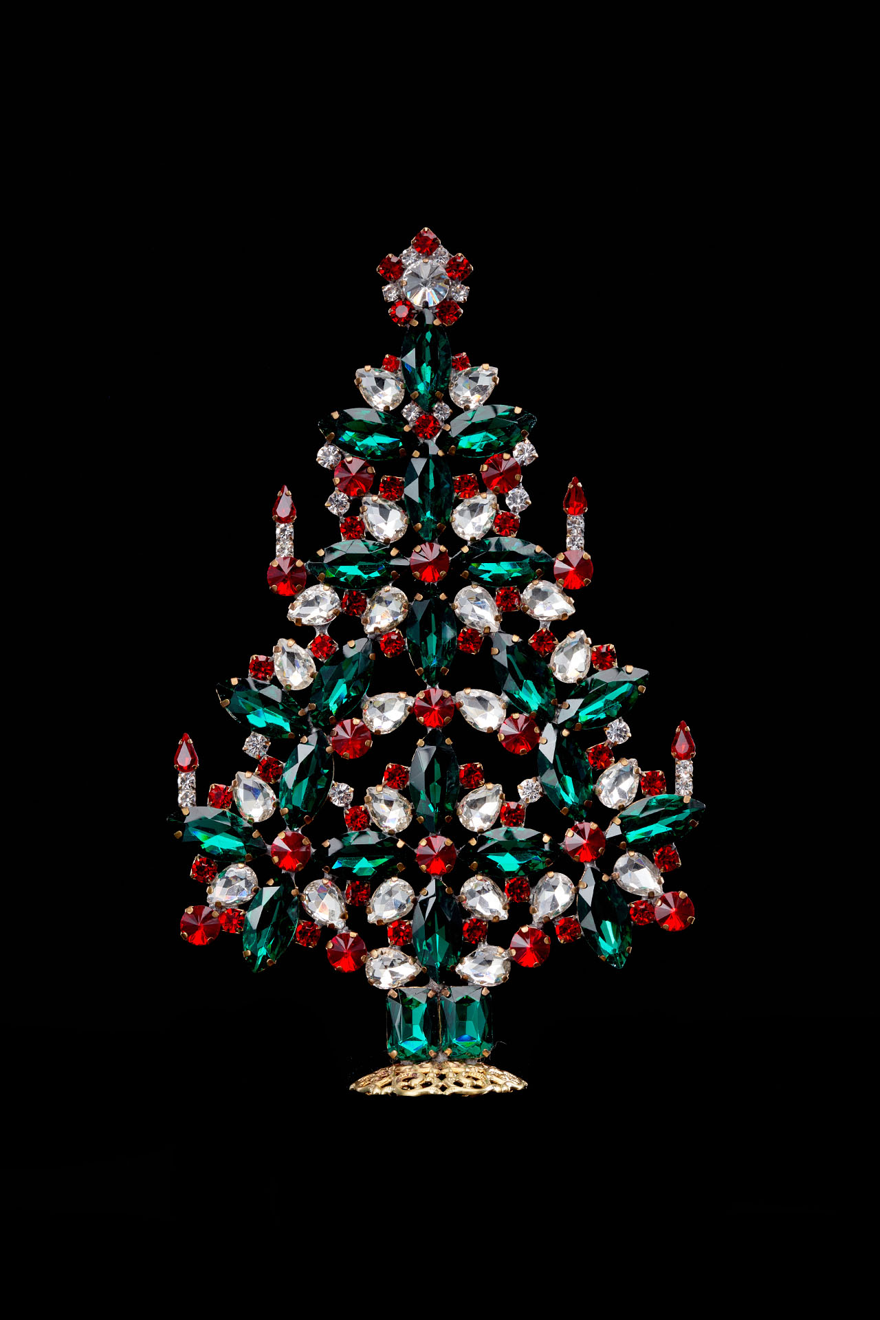 Elegant Czech Xmas Tree, handcrafted with glass ornaments