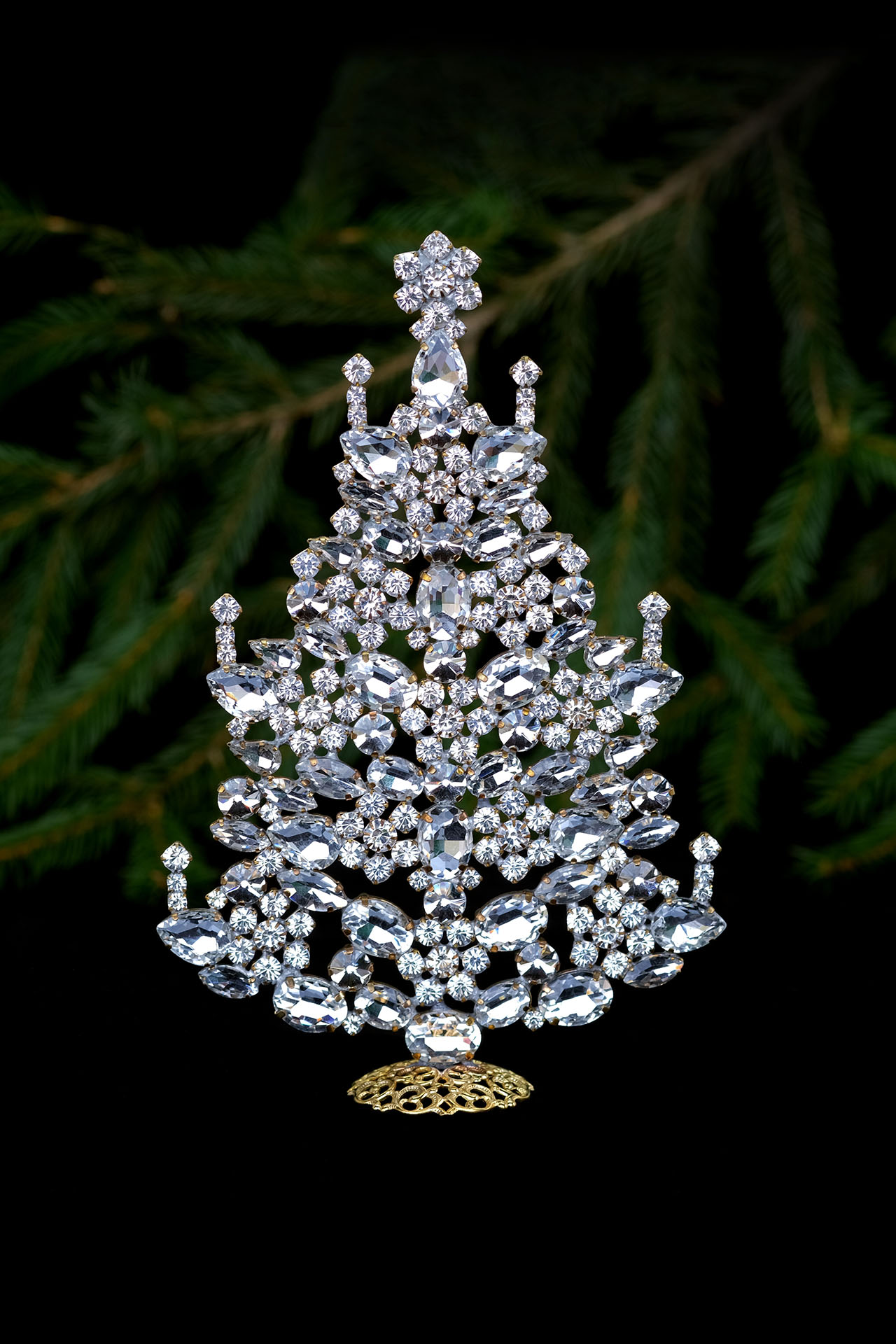 Sparkly Christmas tree, handcrafted with Czech Rhinestones.