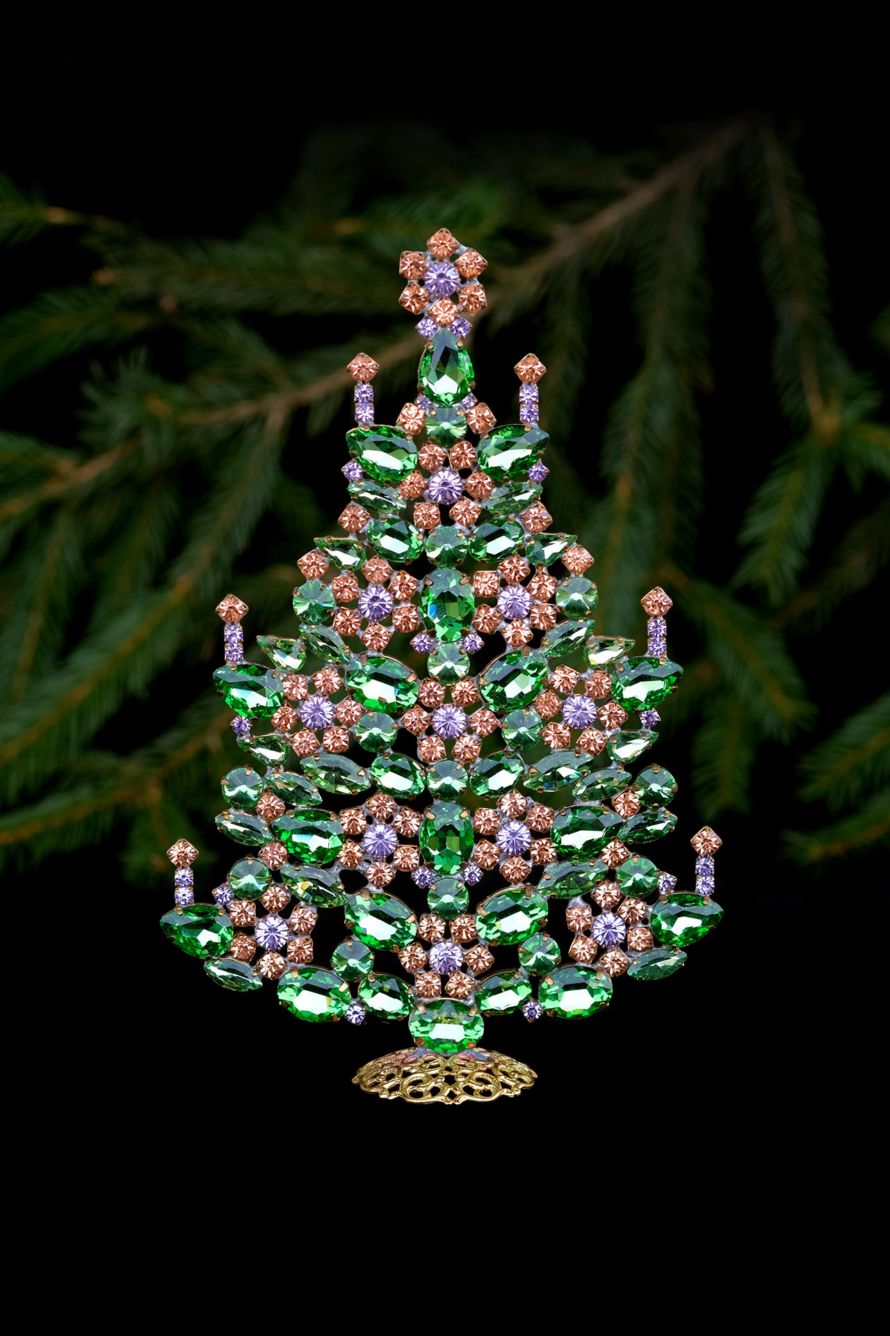 Sparkly Christmas tree, handcrafted with Czech Rhinestones.