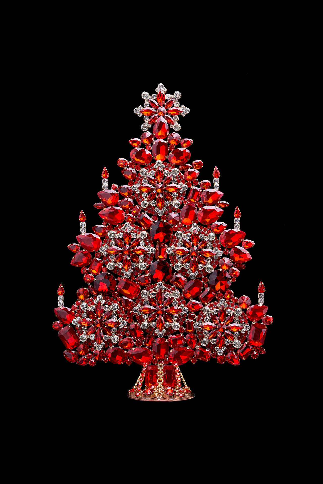 Opulent Xmas Tree, handcrafted with glass tree decorations.