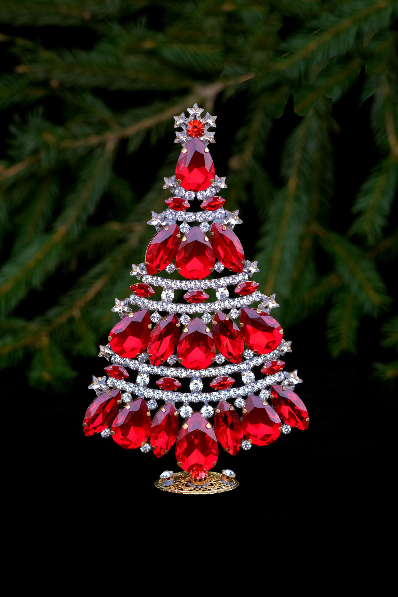 Meticulous handcrafted,  table top Czech Christmas tree