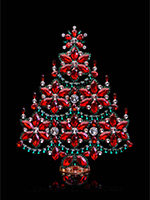 snowflakes christmas tree red green