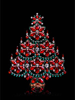 snowflakes christmas tree red green