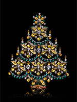 snowflakes christmas tree gold green