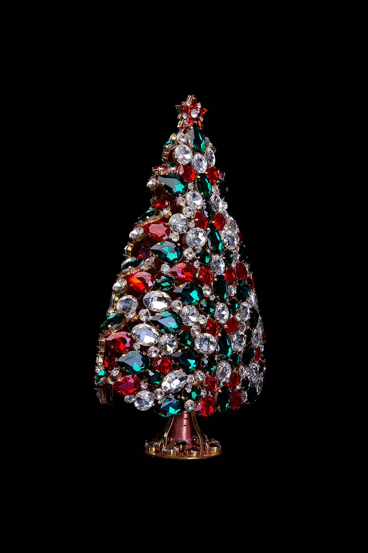 3D Christmas tree handcrafted from festive colors rhinestones