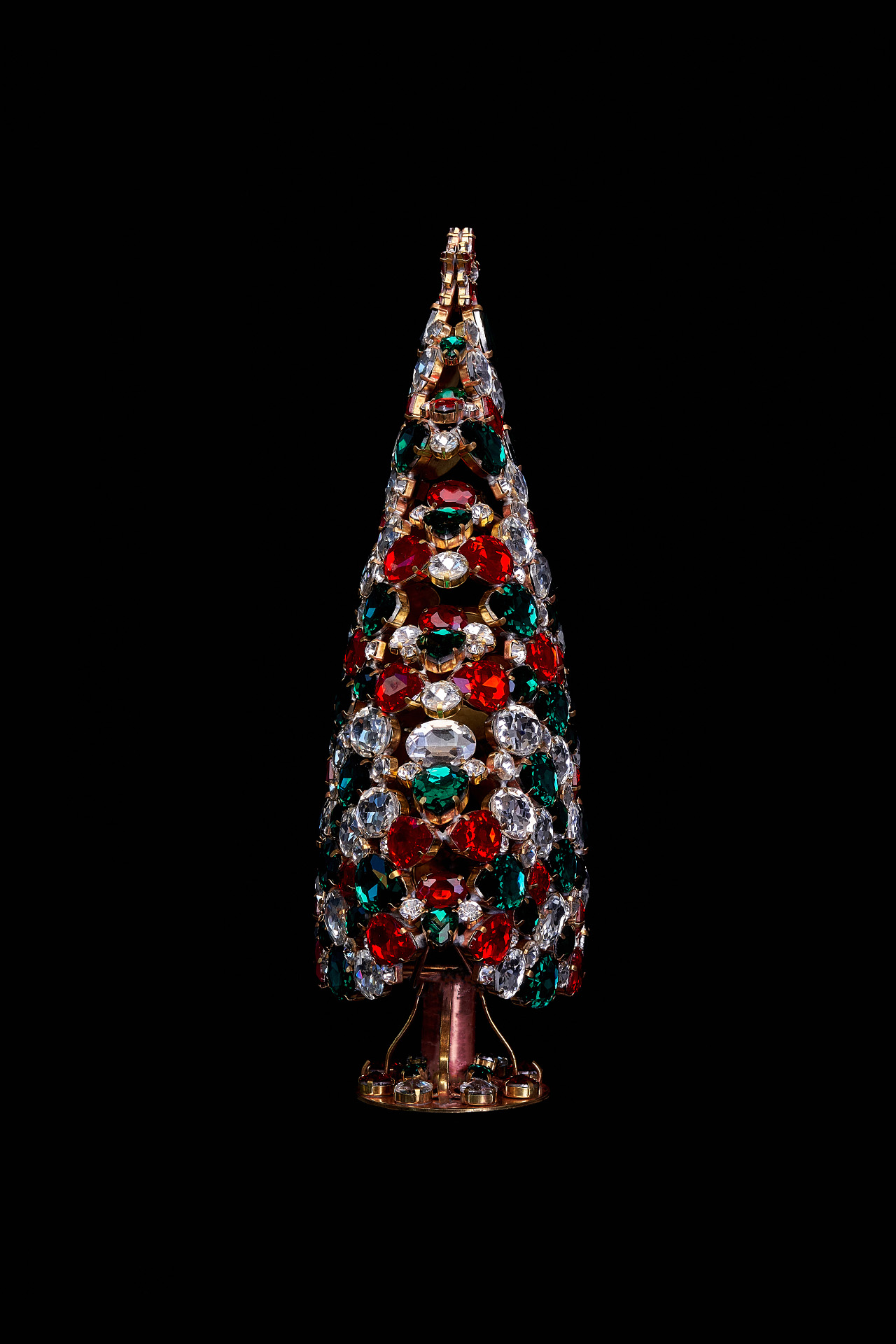 3D Christmas tree handcrafted from festive colors rhinestones