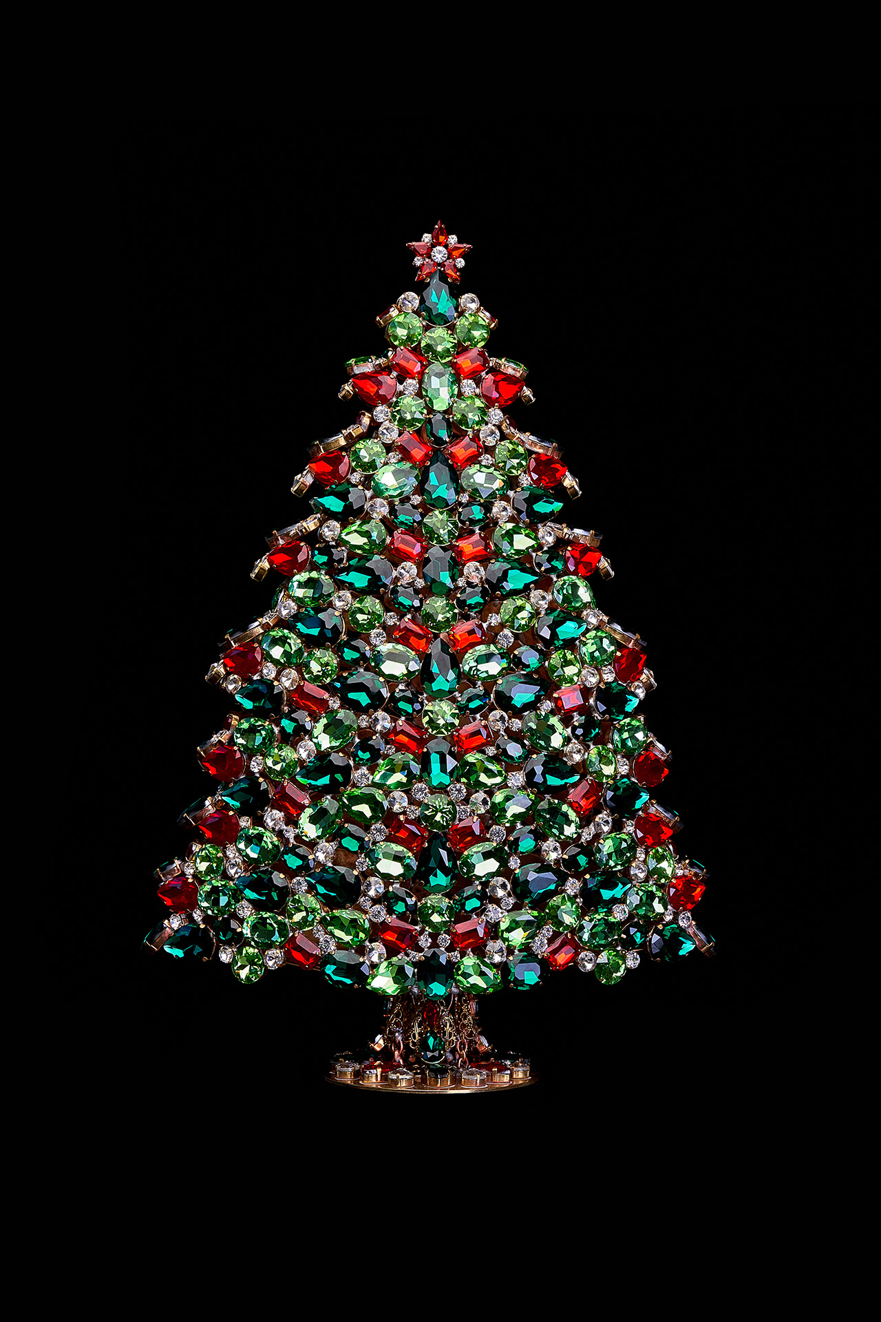 Handcrafted unique 3D design Christmas tree - festive color