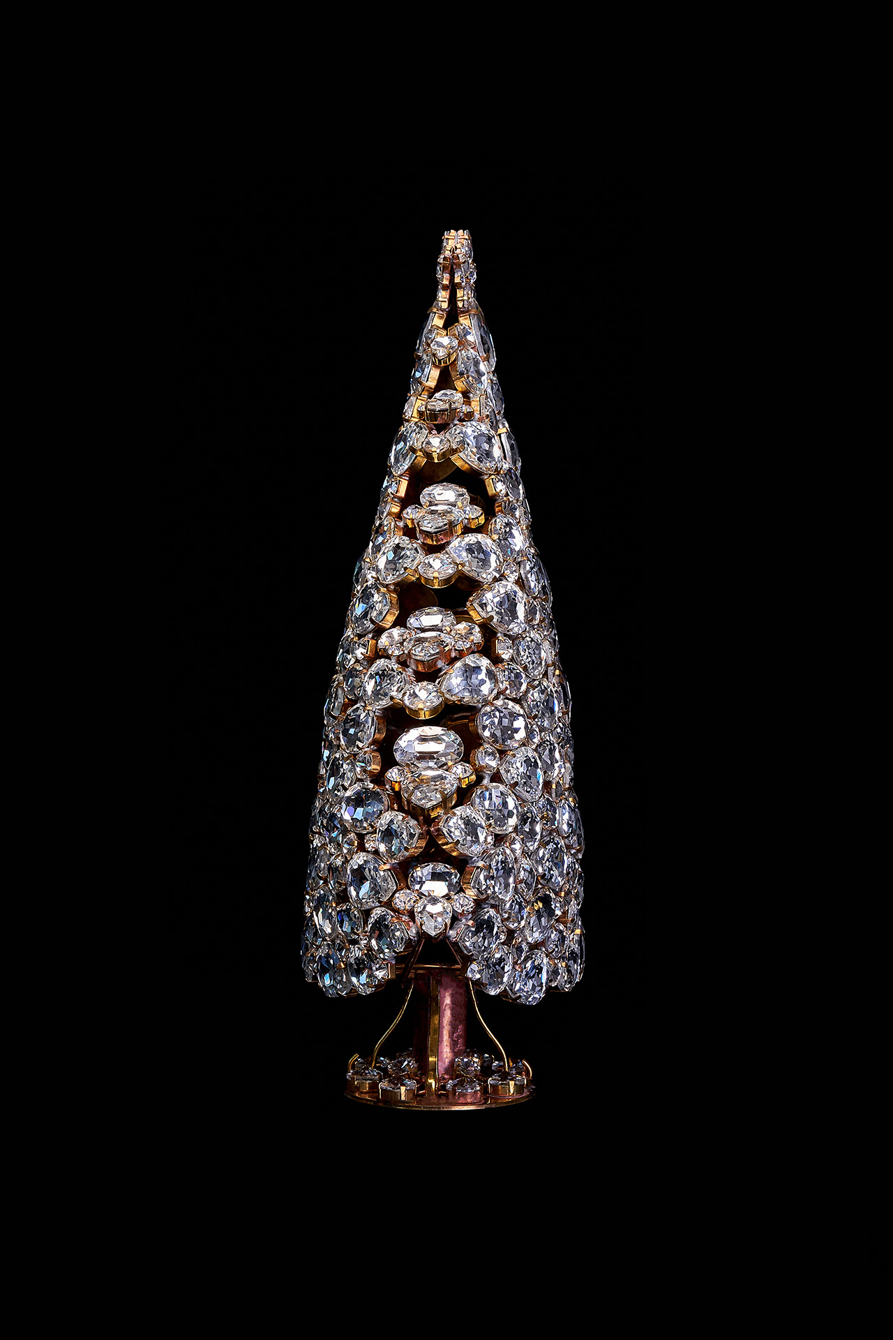 3D Christmas tree handcrafted from crystal clear rhinestones