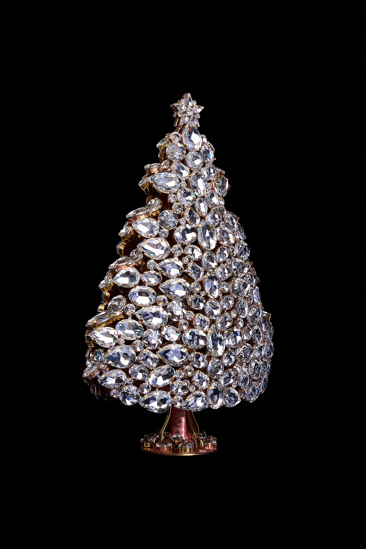 3D Christmas tree handcrafted from crystal clear rhinestones