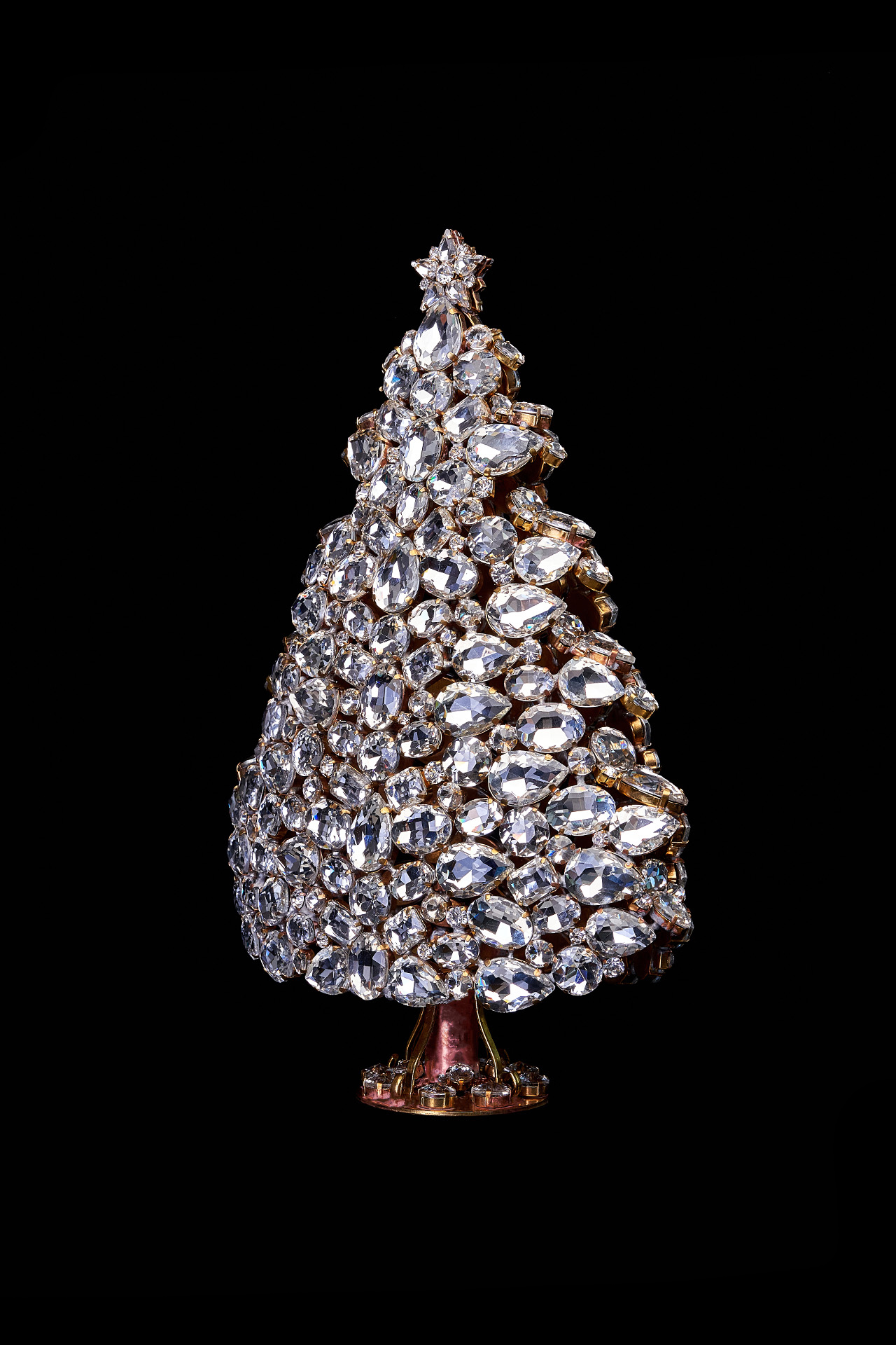 3D Christmas tree handcrafted from crystal clear rhinestones