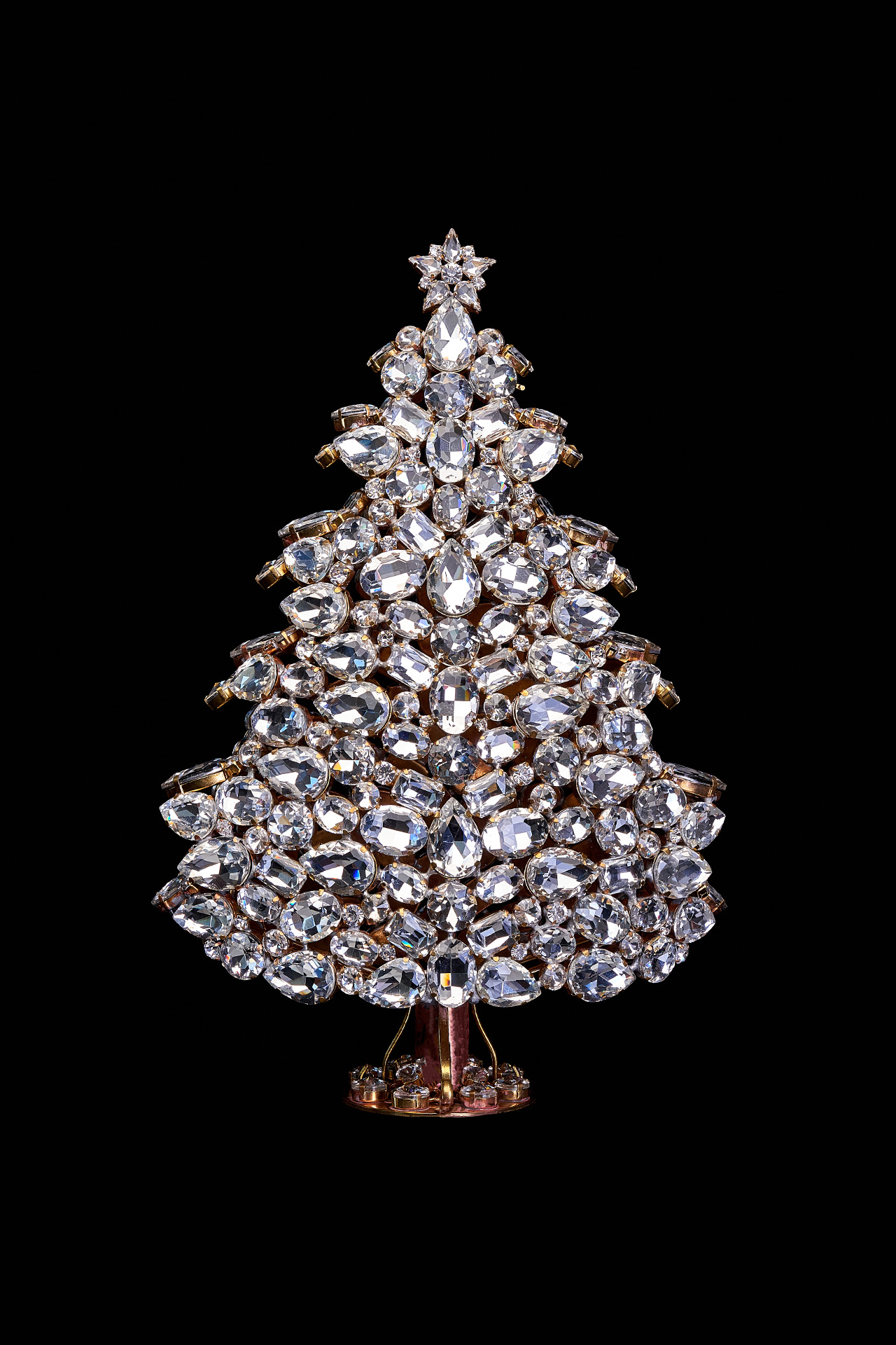 3D Christmas tree handcrafted from crystal clear rhinestones