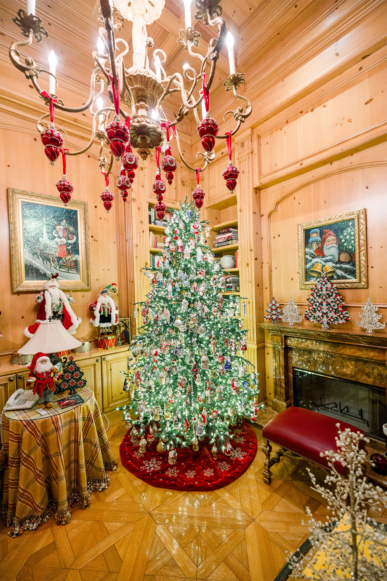 Tabletop Christmas tree handcrafted with colored rhinestones
