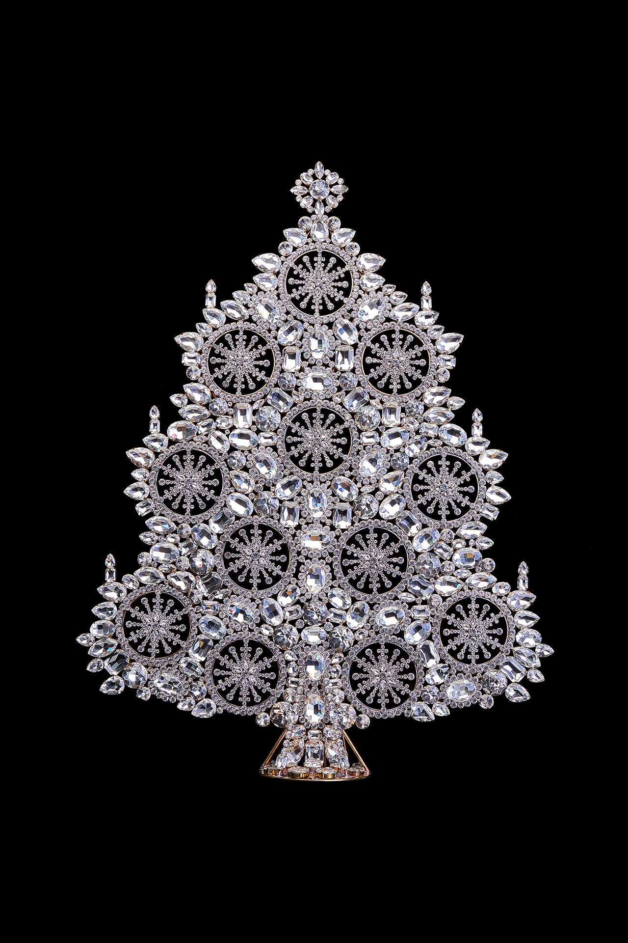 Beautiful handmade table top Christmas tree from clear crystals