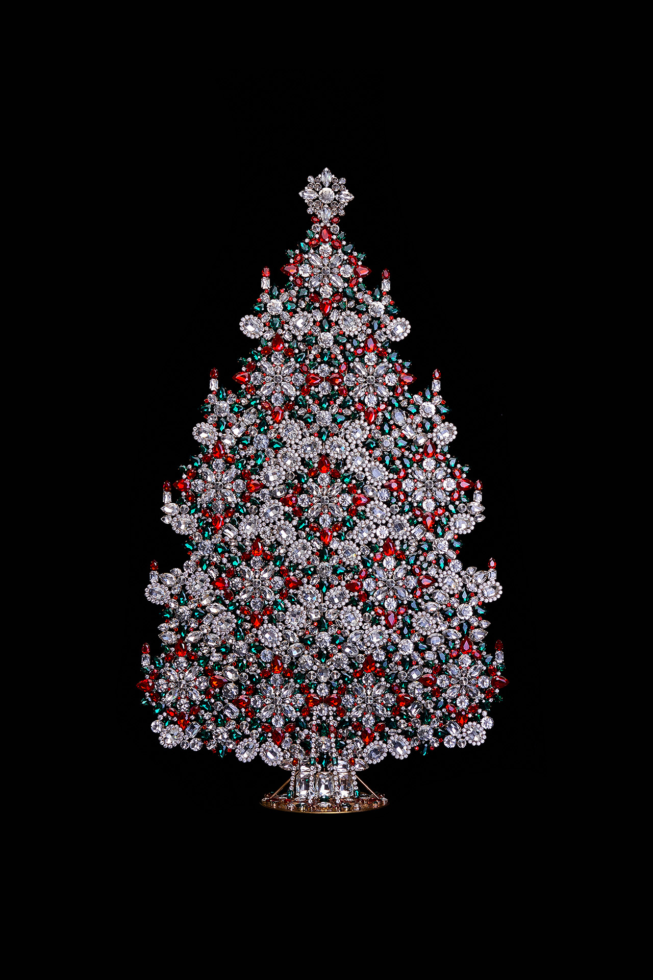 Huge vintage Christmas tree from festive colored rhinestones