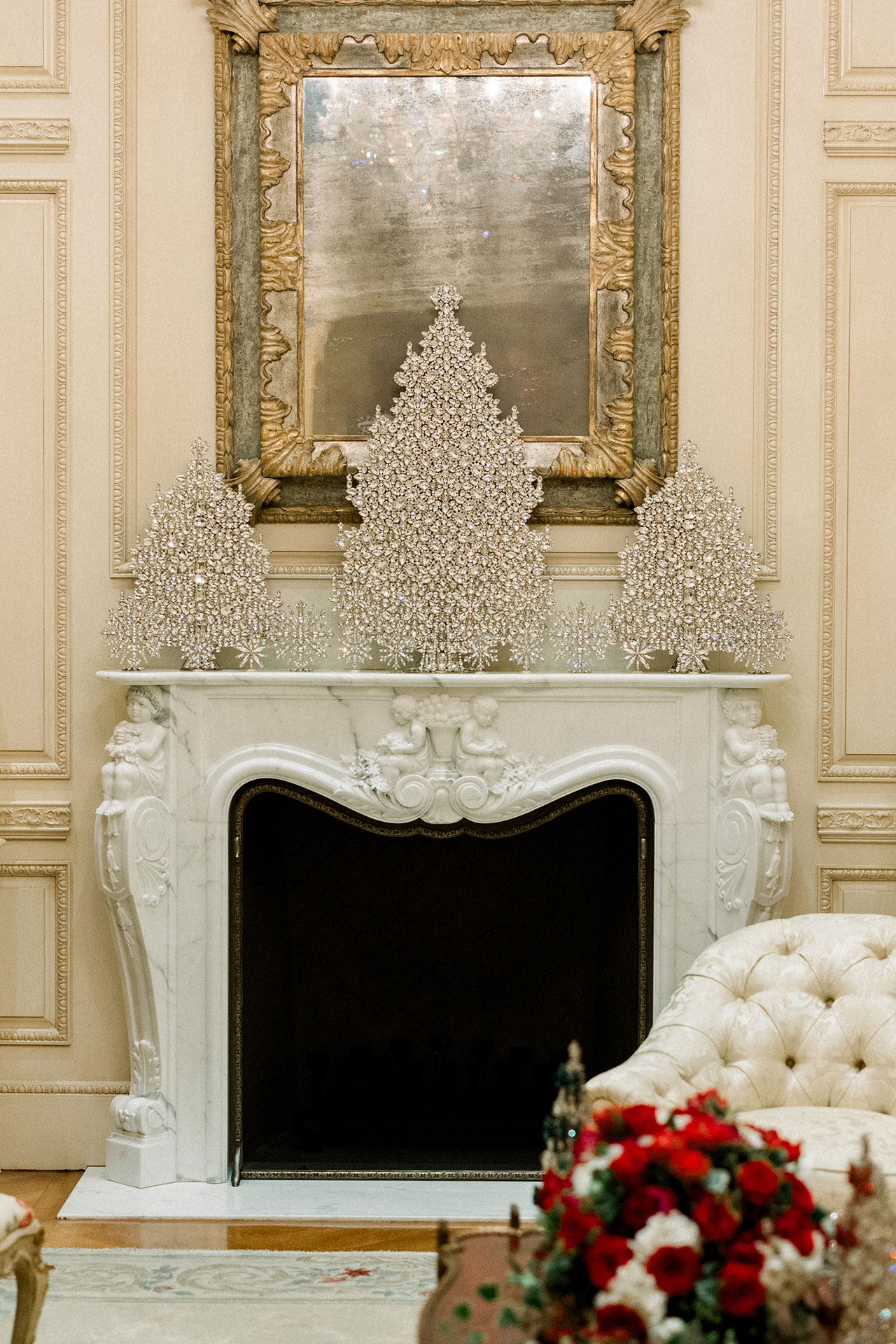 Huge vintage Christmas tree from festive clear rhinestones