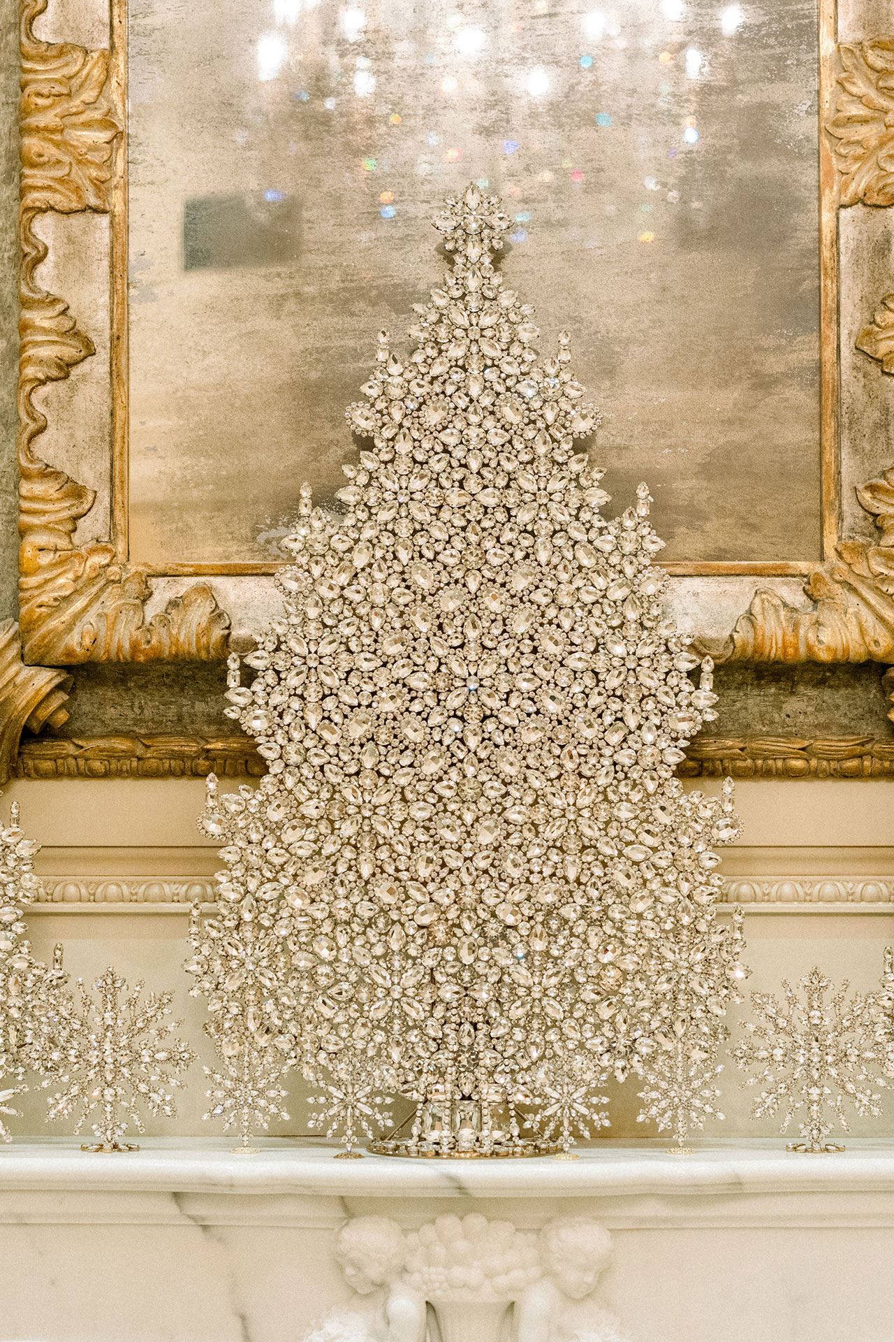 Huge vintage Christmas tree from festive clear rhinestones
