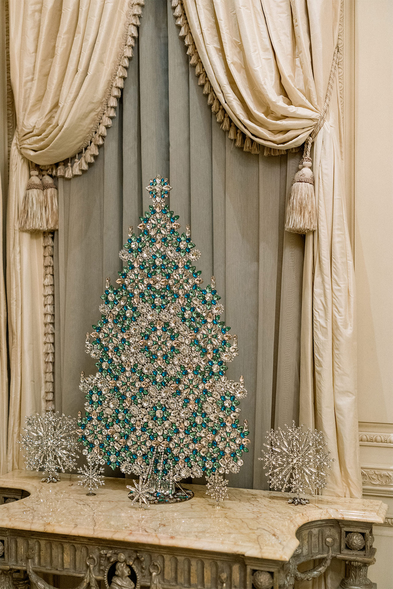 Huge vintage Christmas tree from pastel colored rhinestones