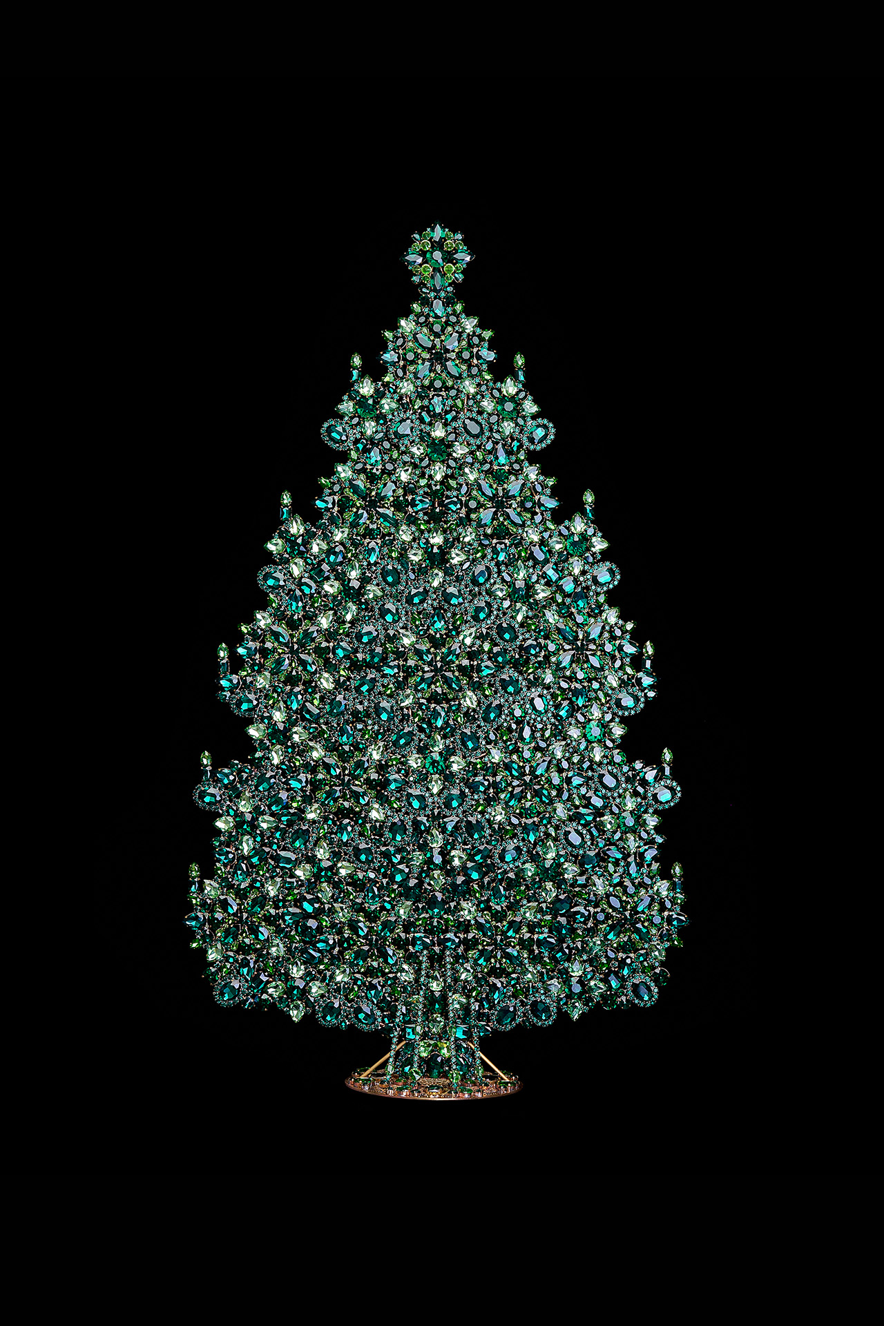 Huge vintage Christmas tree from green rhinestones