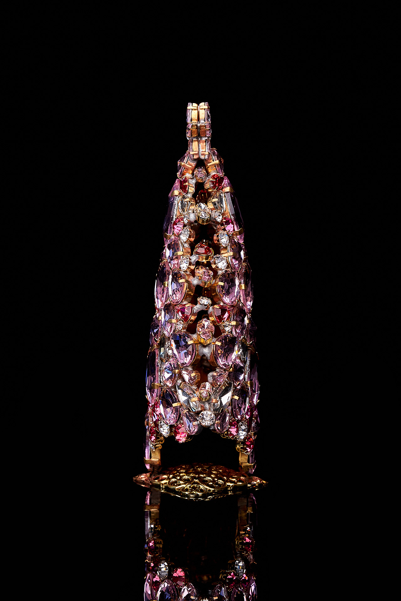 Czech handmade magical 3D Christmas tree from pink rhinestones