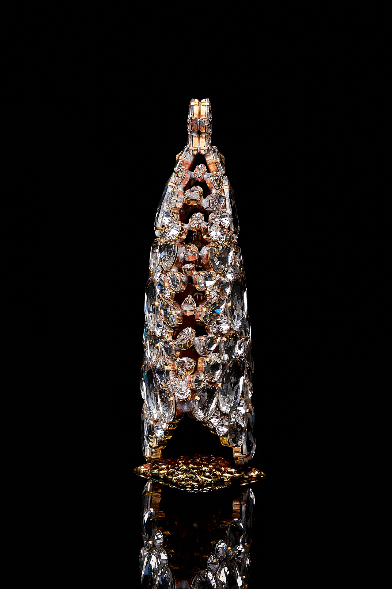 Czech handmade magical 3D Christmas tree from clear rhinestones