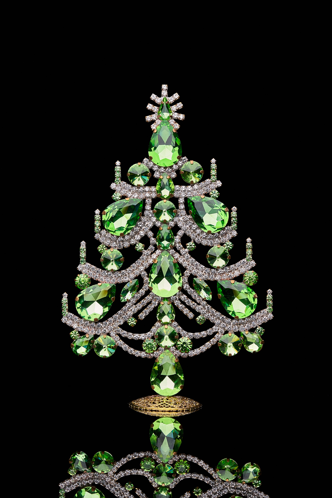 Charming Christmas tree handcrafted with green rhinestones