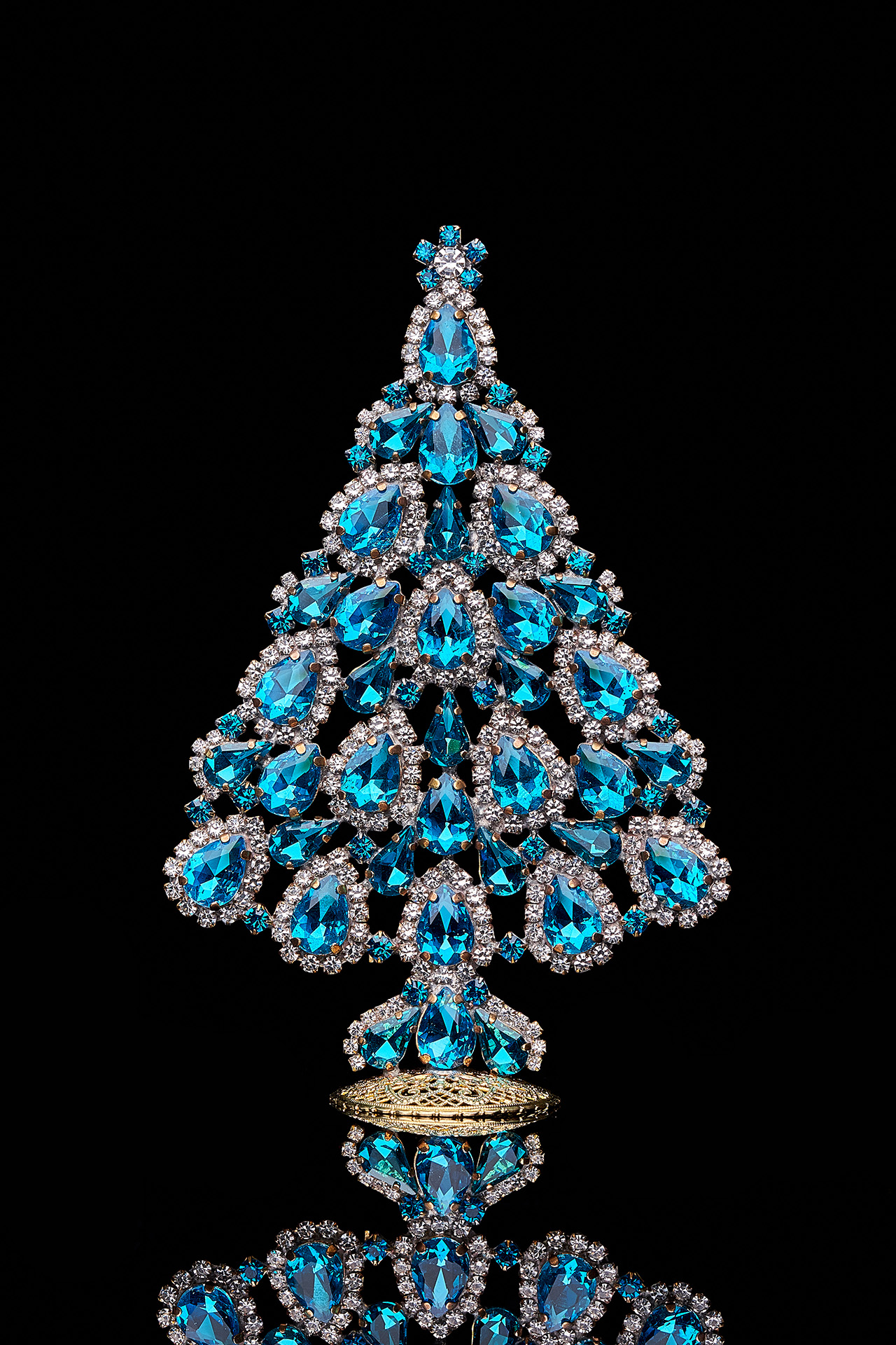 Splendid handmade Czech Christmas tree - with aqua rhinestones