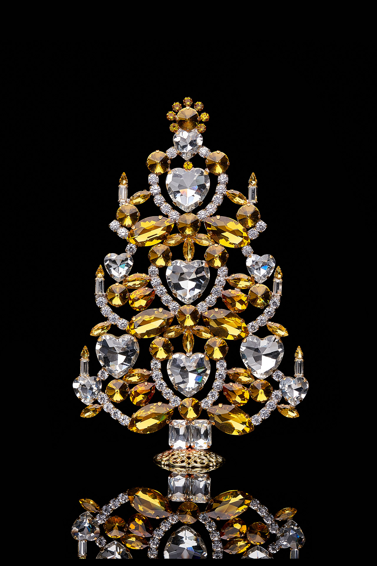 Handmade Christmas tree with yellow crystal