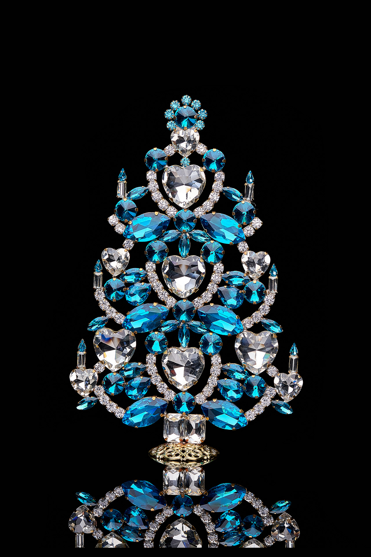 Handmade Christmas tree with aqua crystal