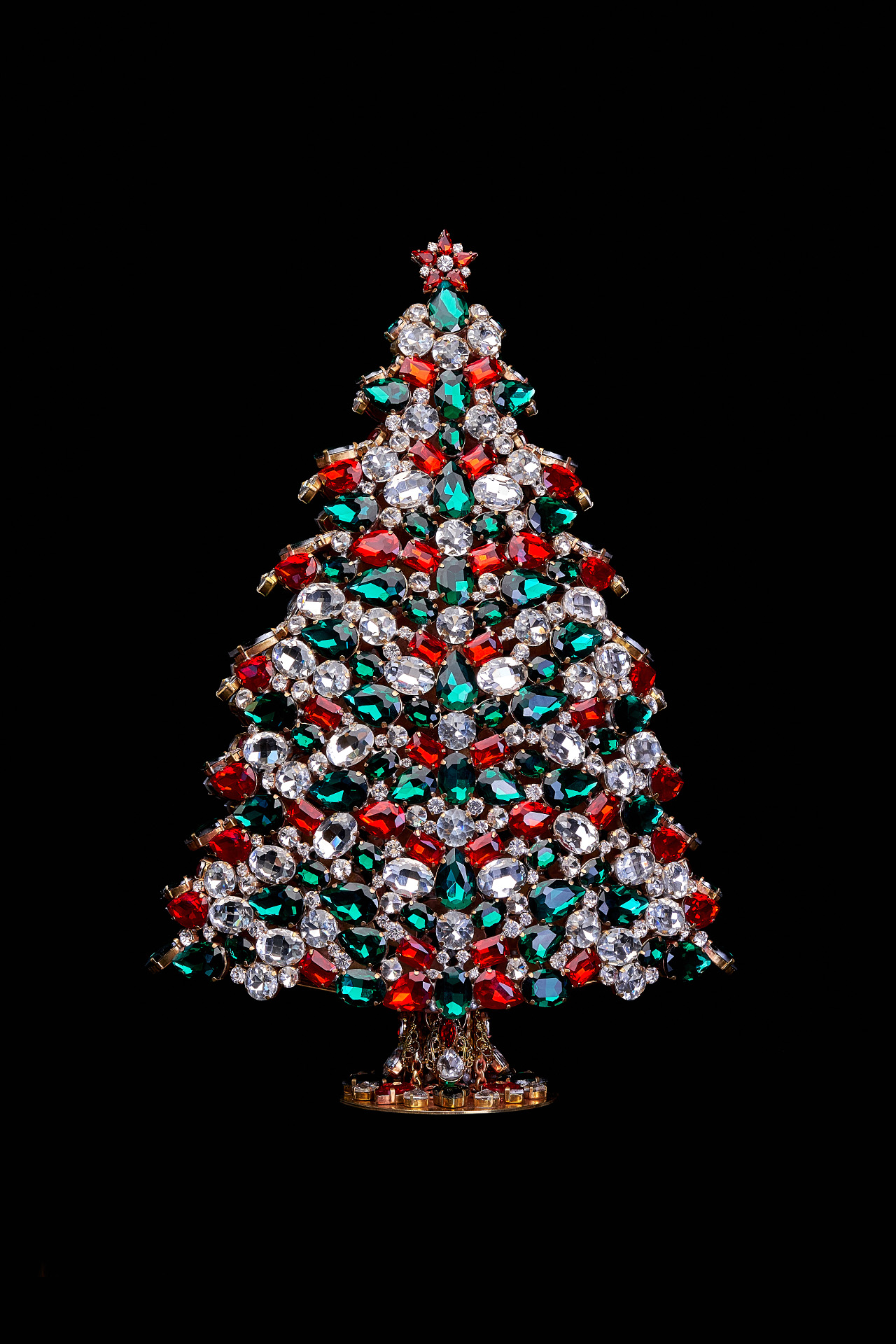 Handcrafted unique 3D design Christmas tree - festive color