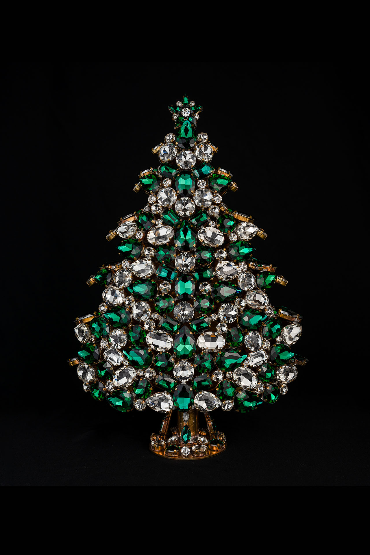 3D tabletop Christmas tree handcrafted with green  rhinestones