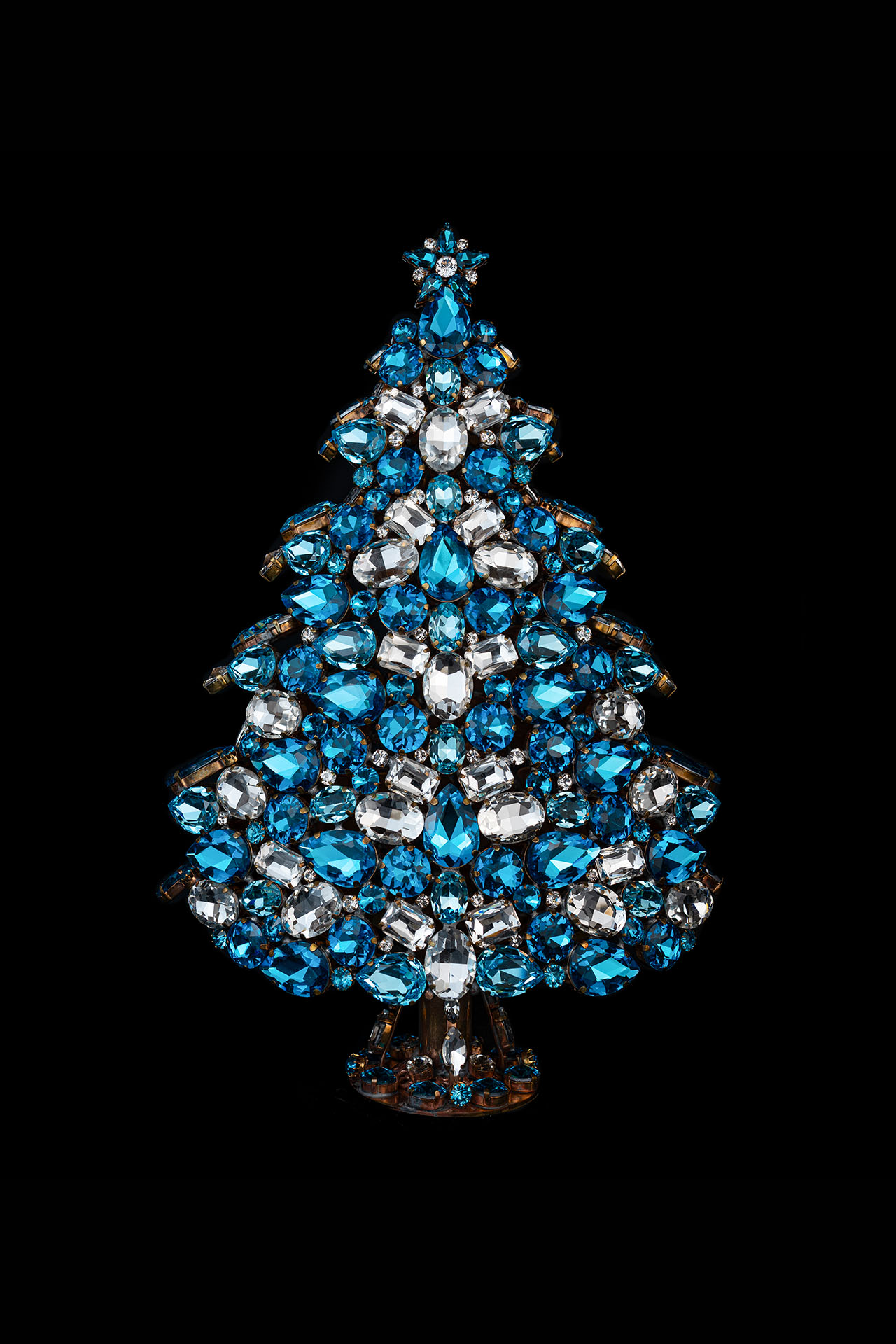 3D tabletop Christmas tree handcrafted with aqua  rhinestones