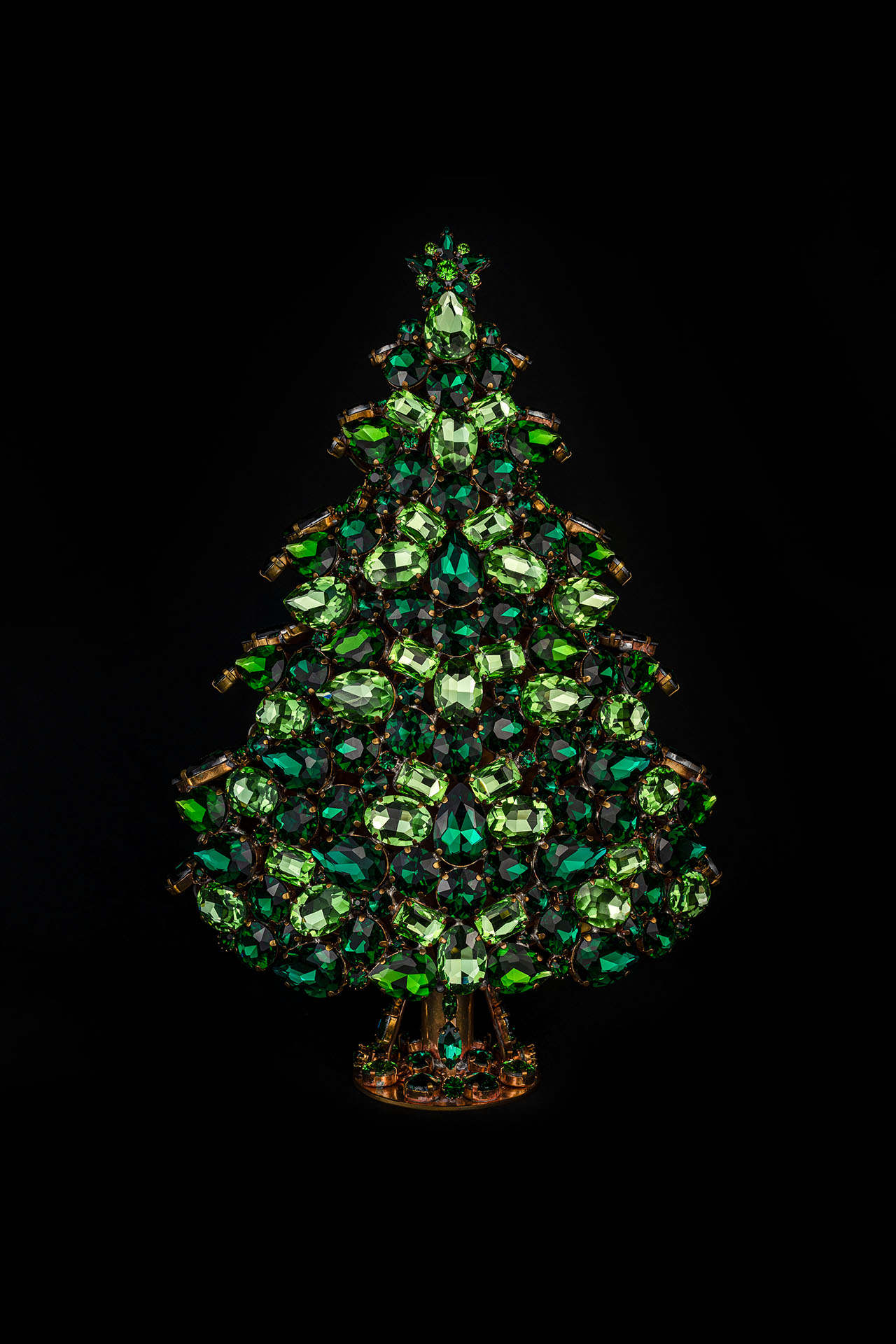 3D tabletop Christmas tree handcrafted with green  rhinestones