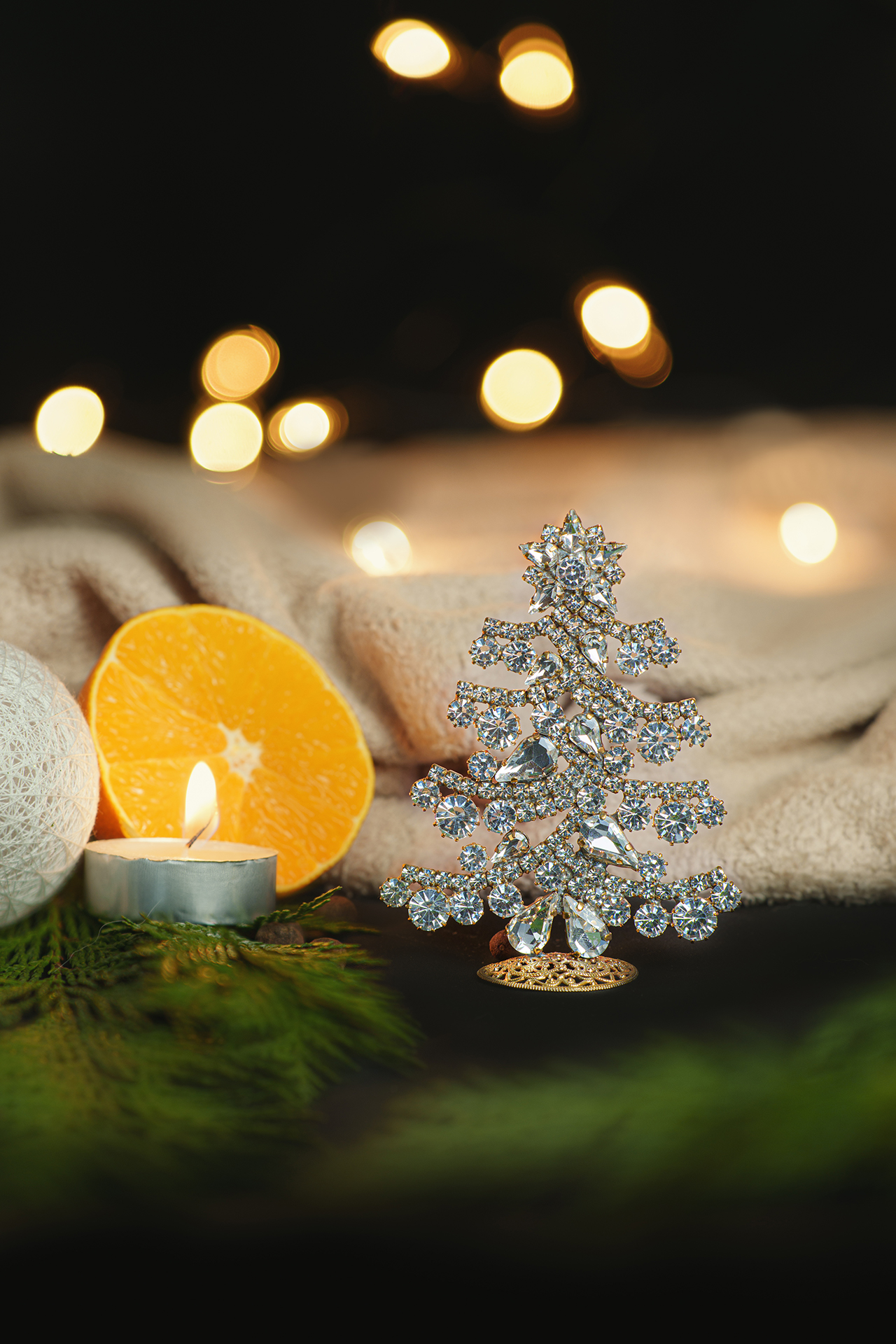 Elegant sparkling crystal clear Christmas tree