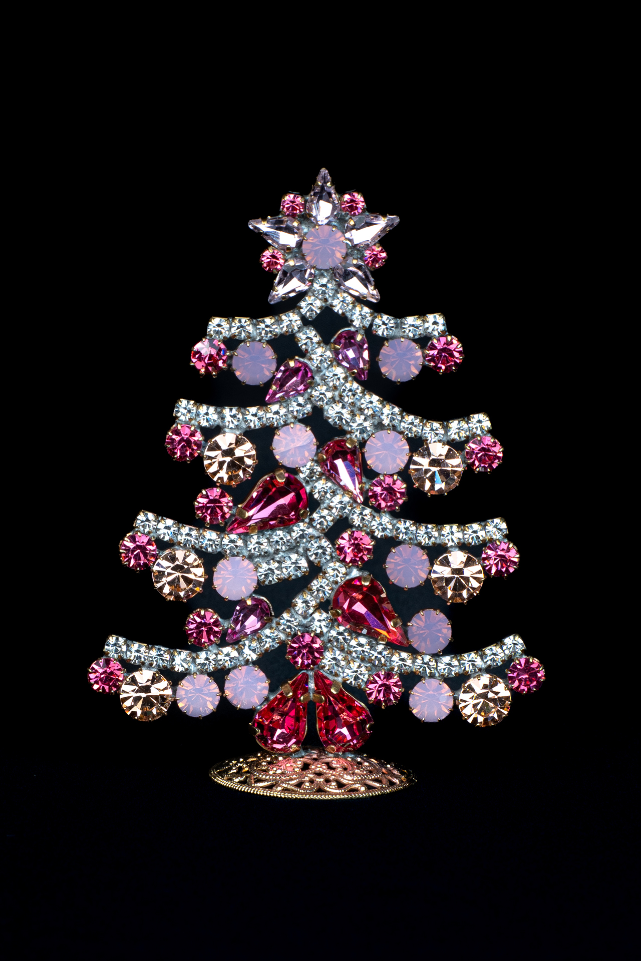 Sparkling crystal Christmas tree in rose and clear crystal