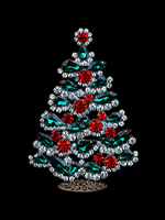 Radiant crystal Christmas tree with rhinestones in festive colors